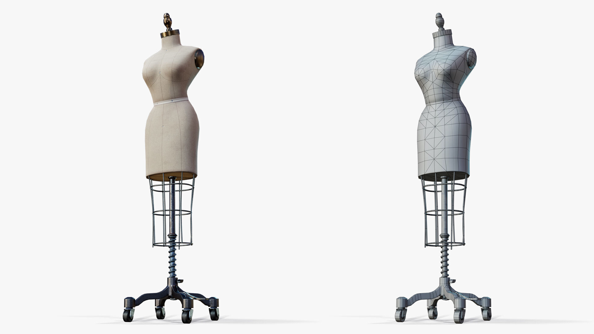 Mannequin Vintage on Wheels Low-poly 3D model_3