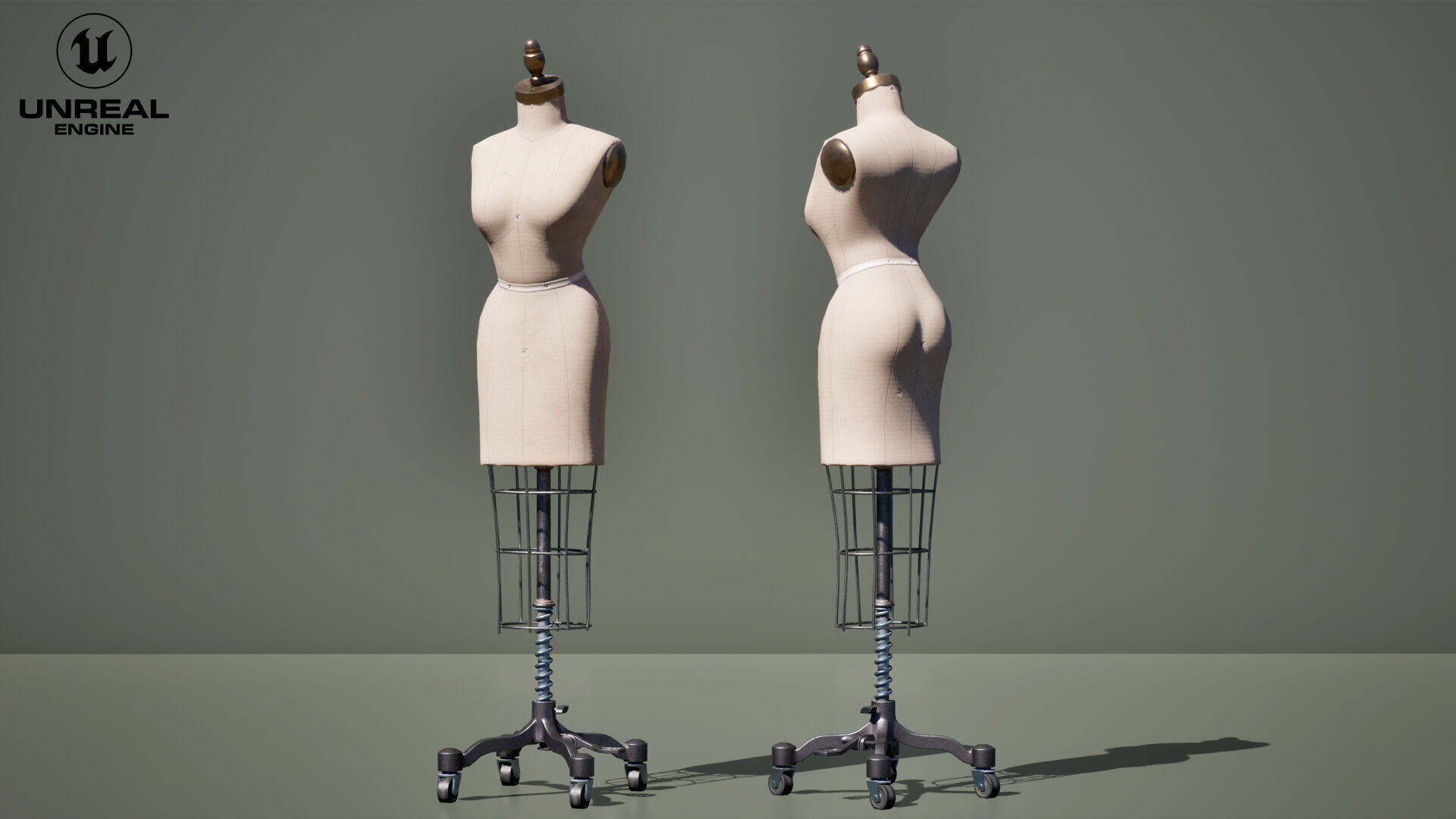 Mannequin Vintage on Wheels Low-poly 3D model_7