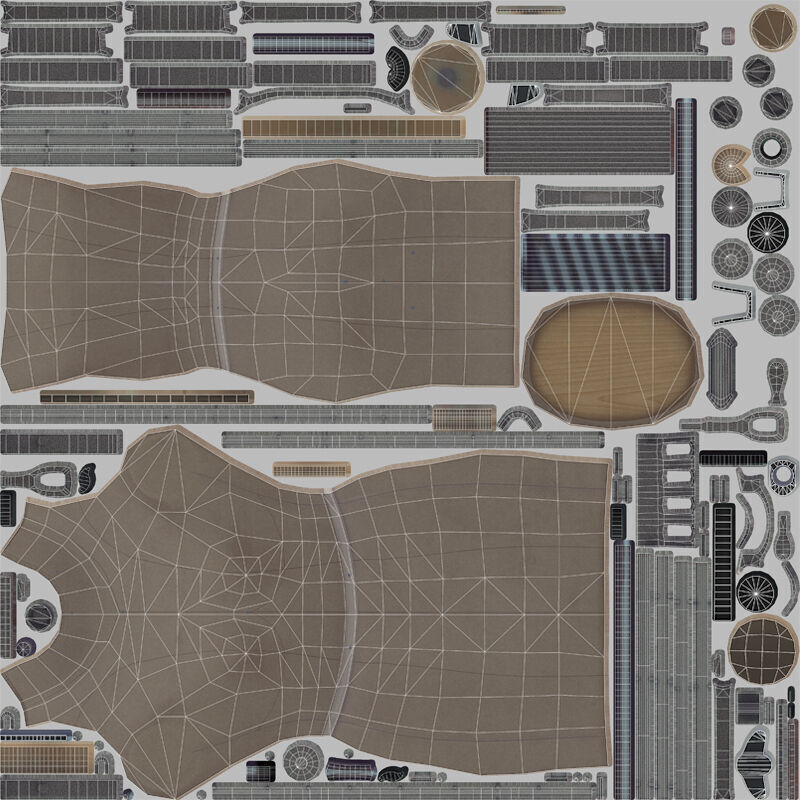 Mannequin Vintage on Wheels Low-poly 3D model_9