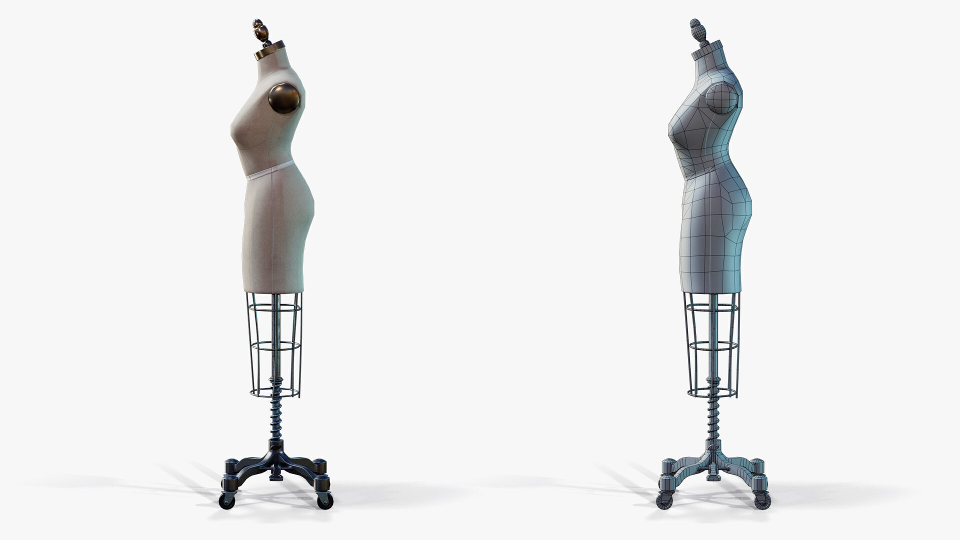 Mannequin Vintage on Wheels Low-poly 3D model_4