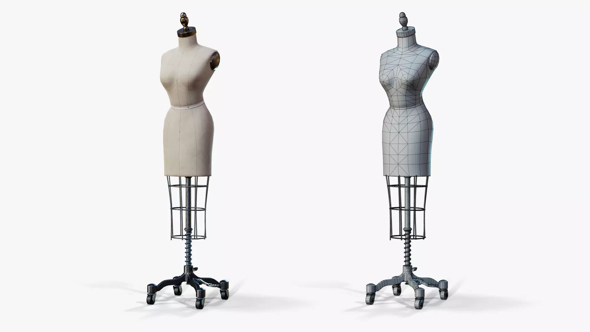 Mannequin Vintage on Wheels Low-poly 3D model_0