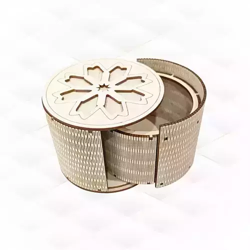 Gift jewelry box laser cutting design circle sliding box 3D print model