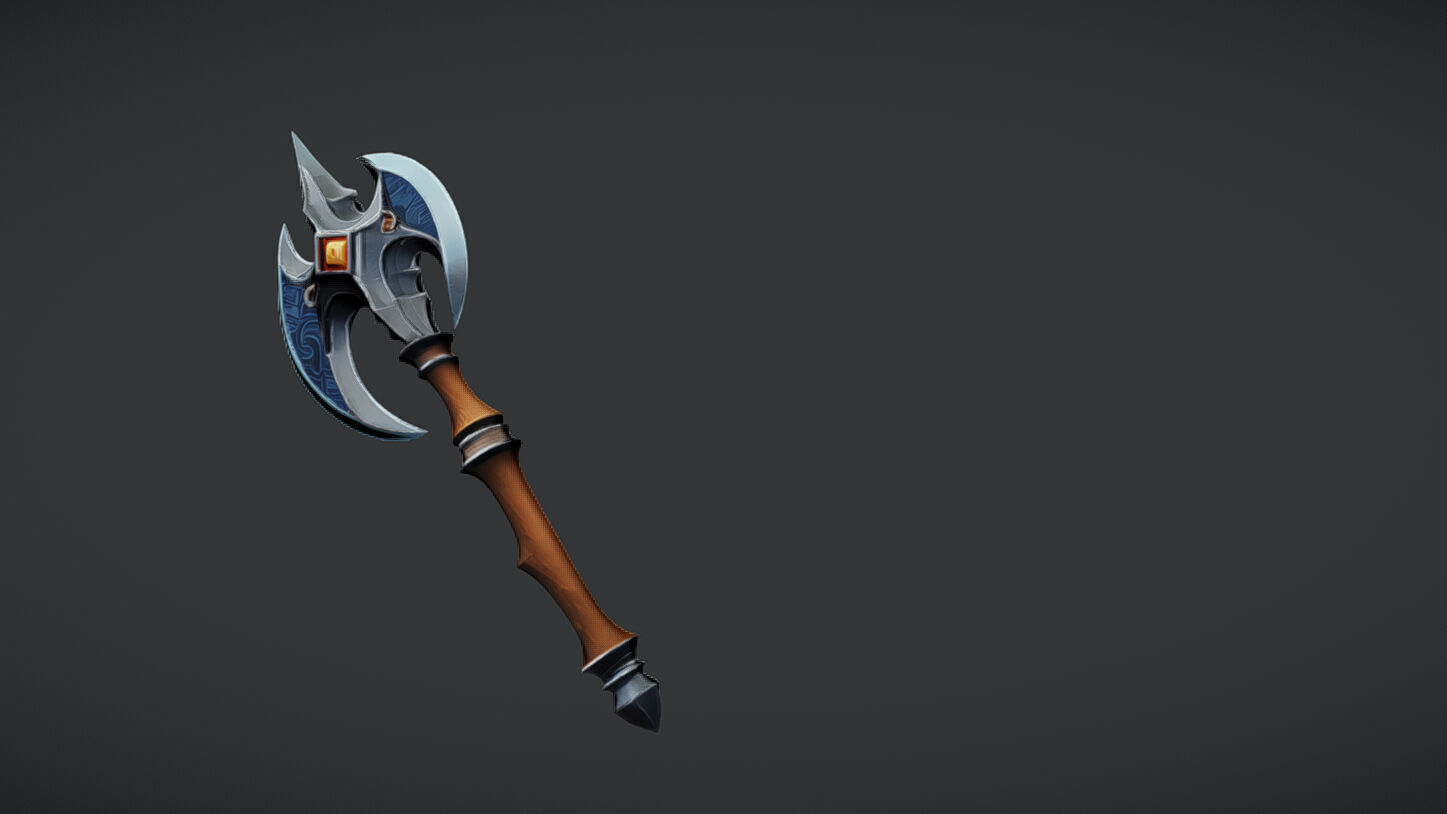 Ornate medieval battle axe 3D model_14
