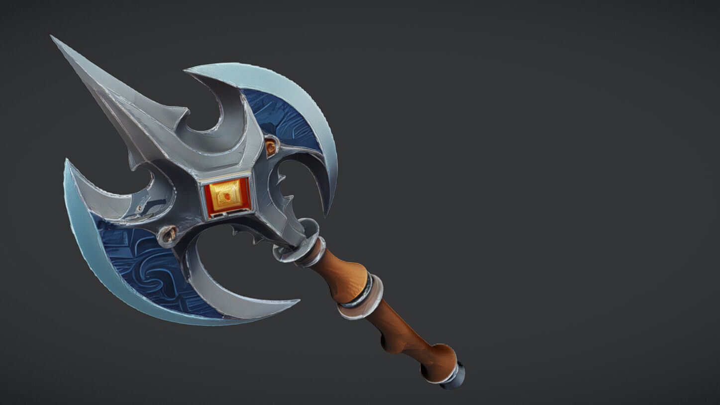Ornate medieval battle axe 3D model_11