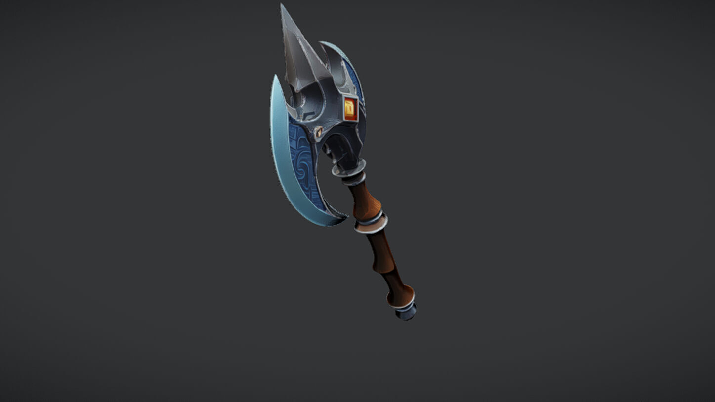 Ornate medieval battle axe 3D model_4