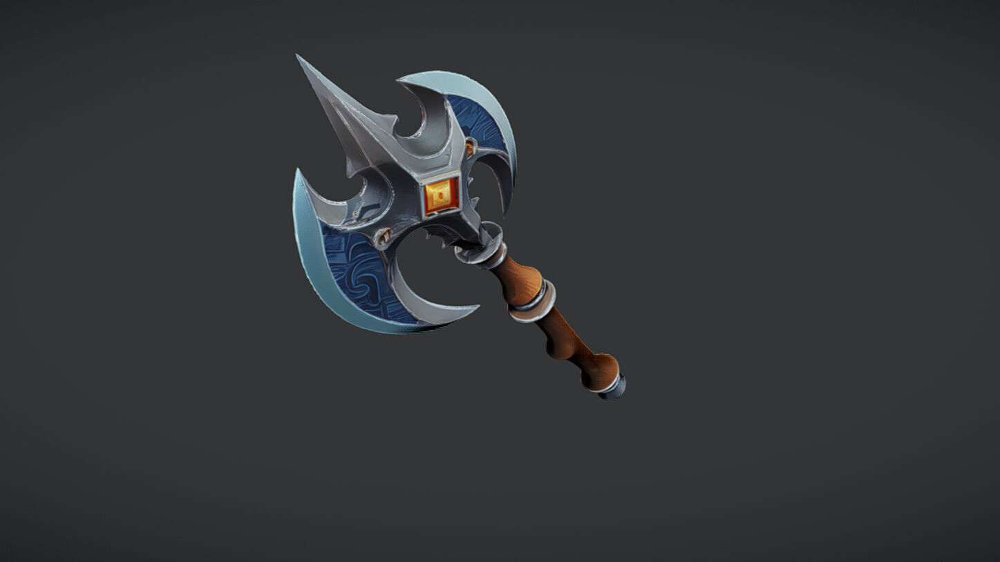 Ornate medieval battle axe 3D model_2