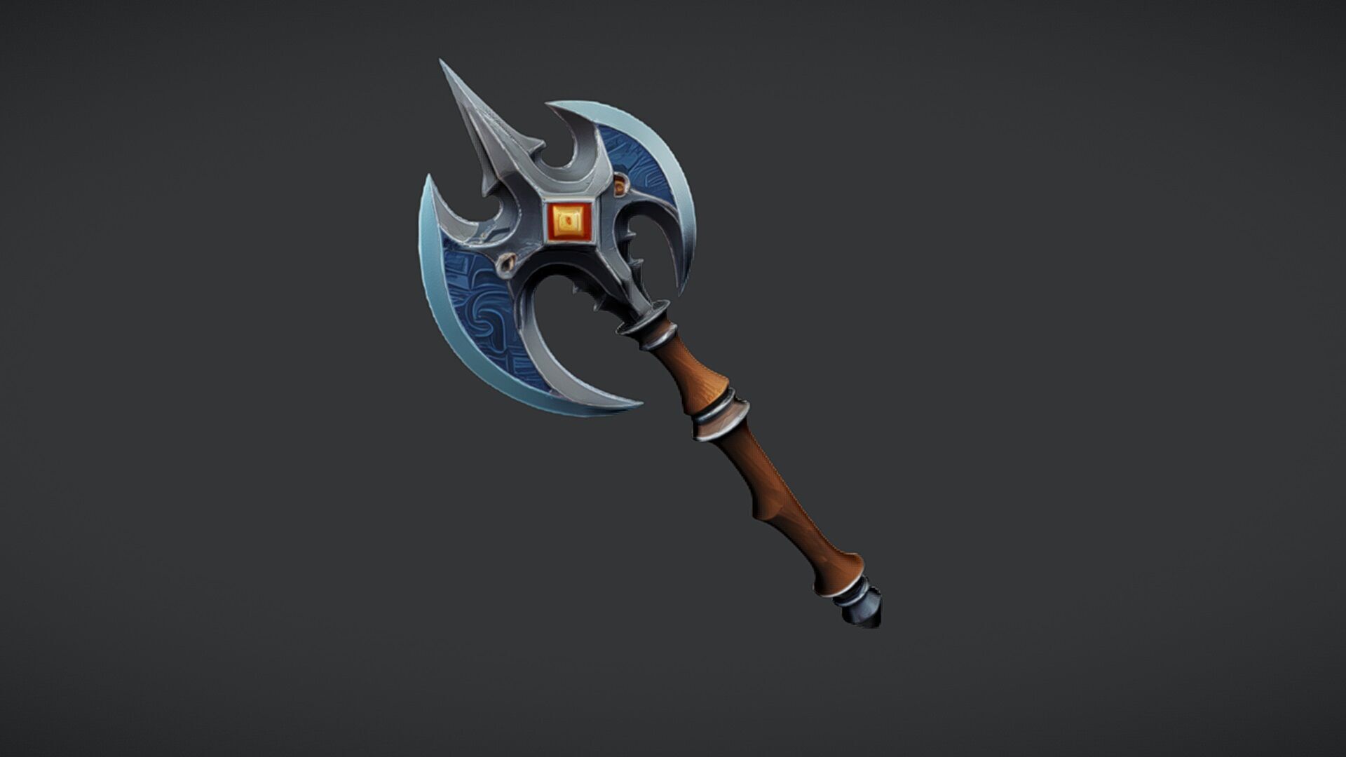 Ornate medieval battle axe 3D model_1