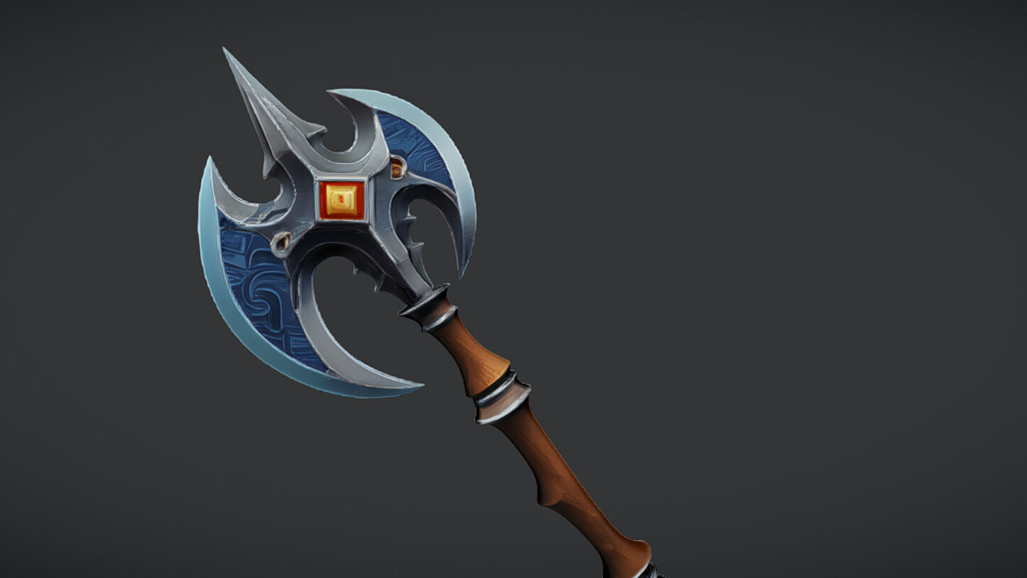 Ornate medieval battle axe 3D model_13