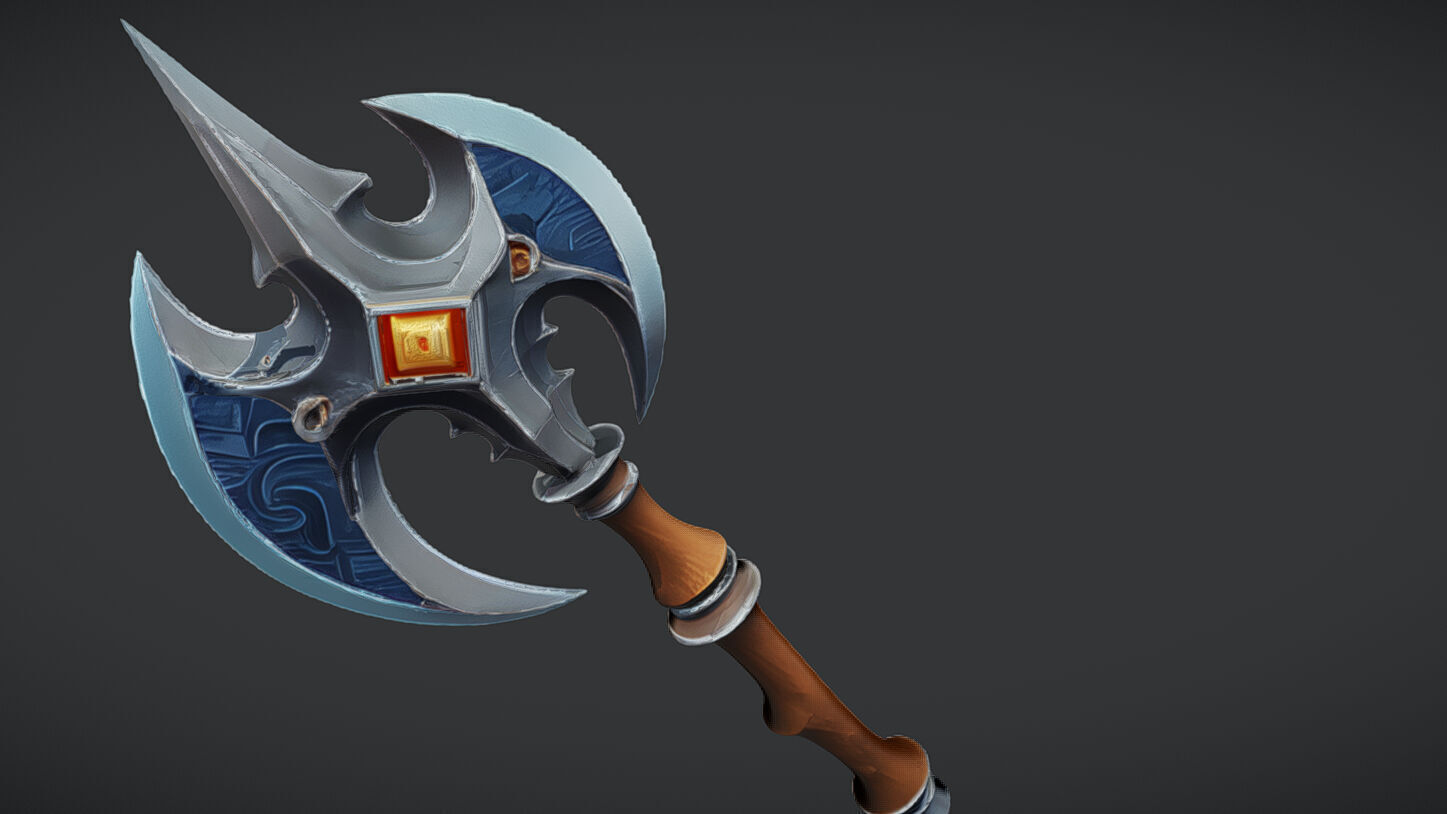 Ornate medieval battle axe 3D model_12