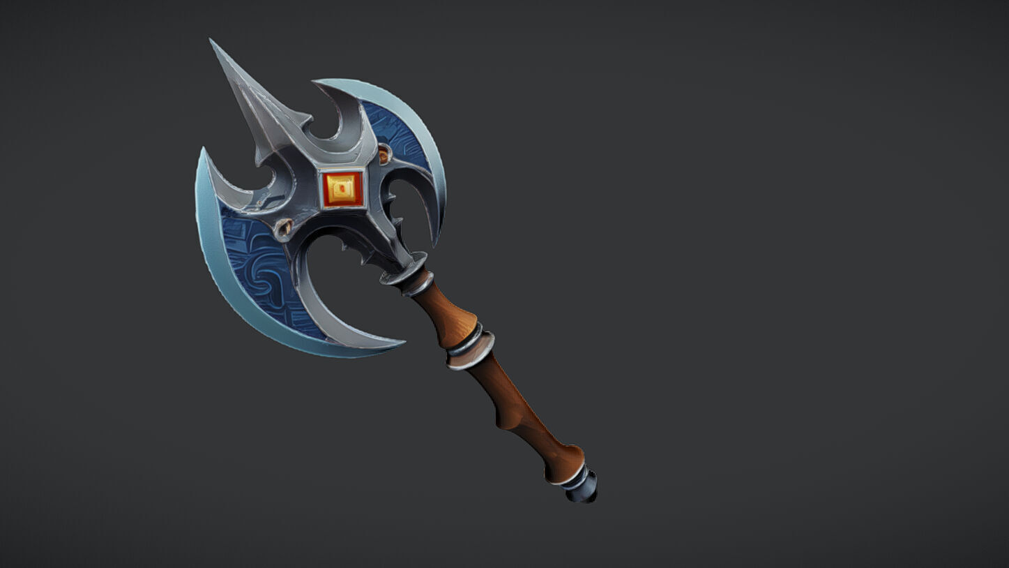 Ornate medieval battle axe 3D model_9