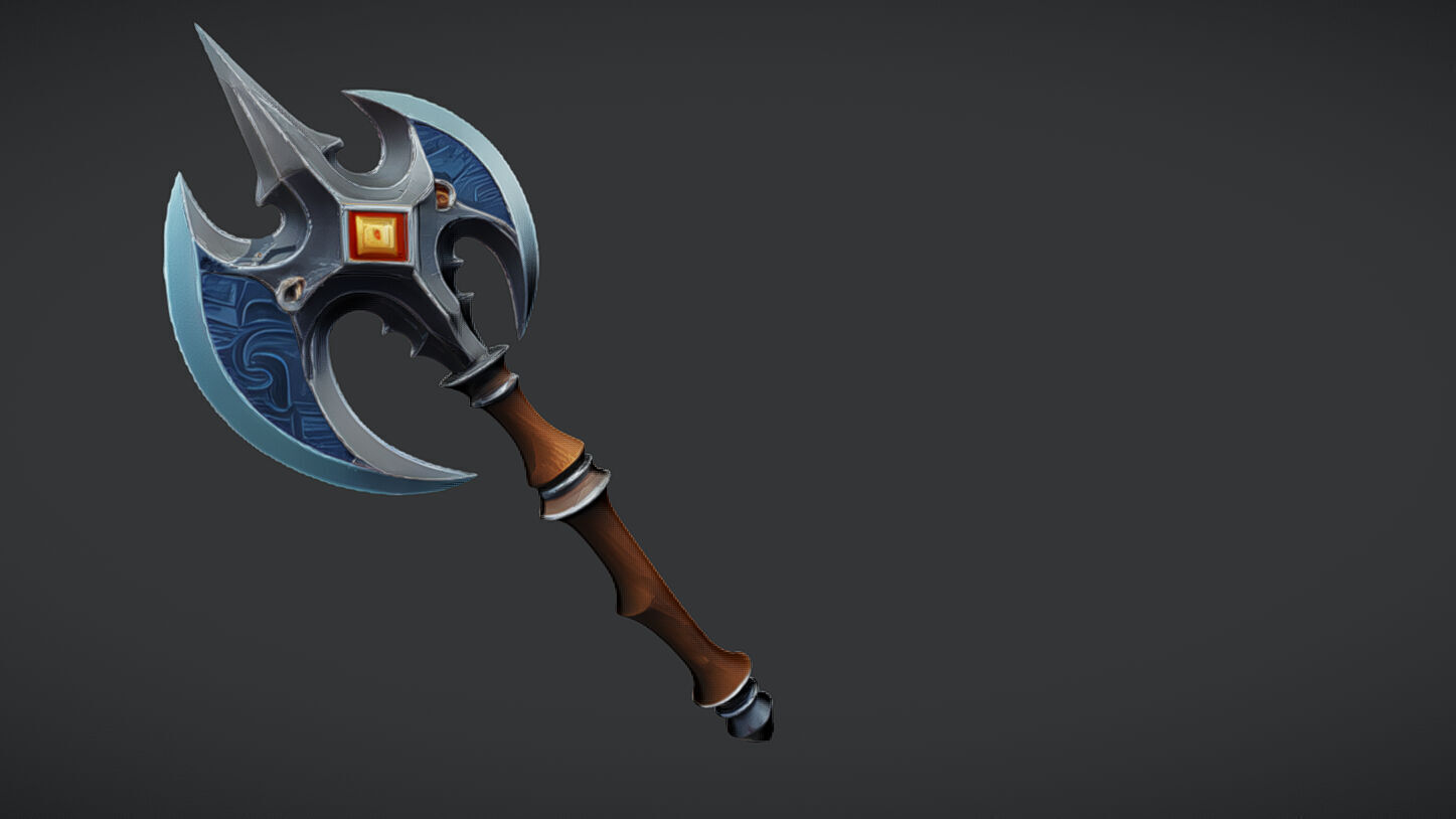 Ornate medieval battle axe 3D model_16