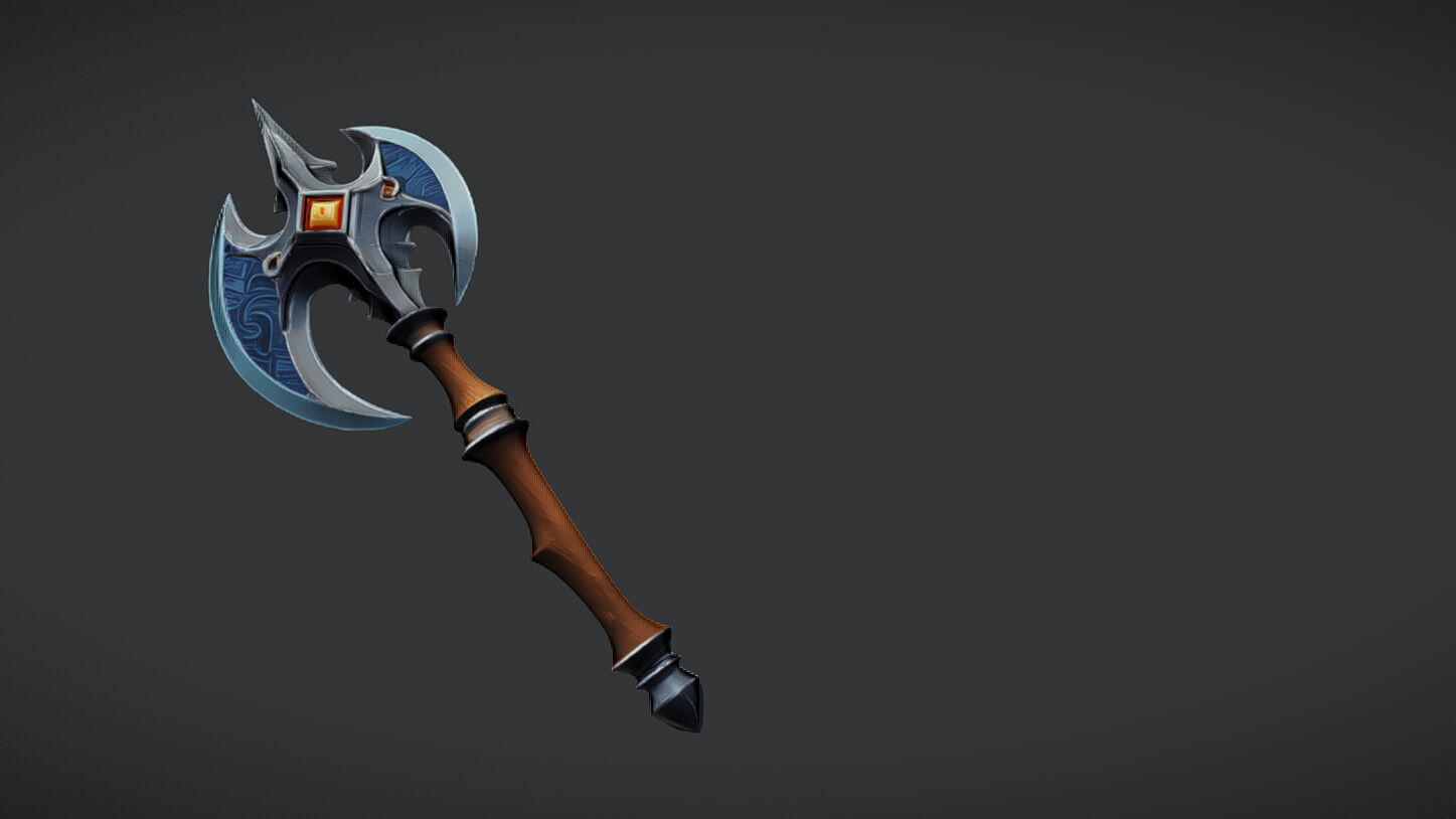 Ornate medieval battle axe 3D model_15