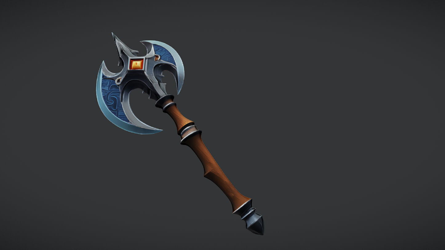 Ornate medieval battle axe 3D model_8