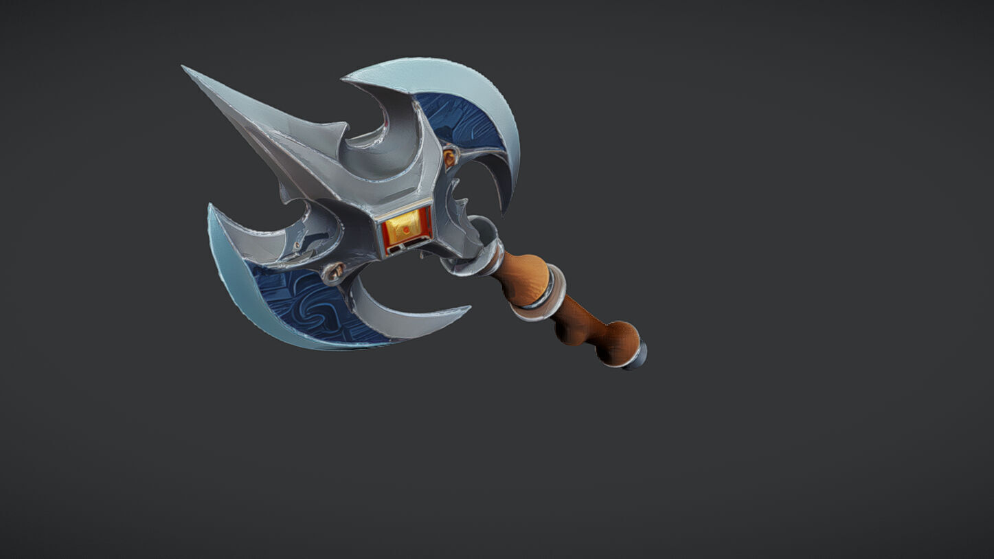 Ornate medieval battle axe 3D model_3