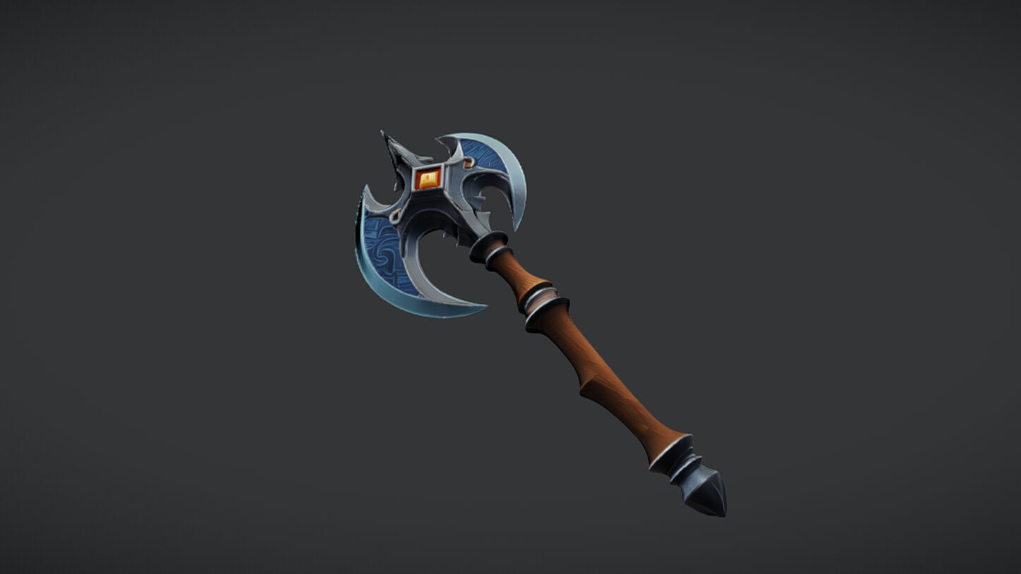 Ornate medieval battle axe 3D model_5