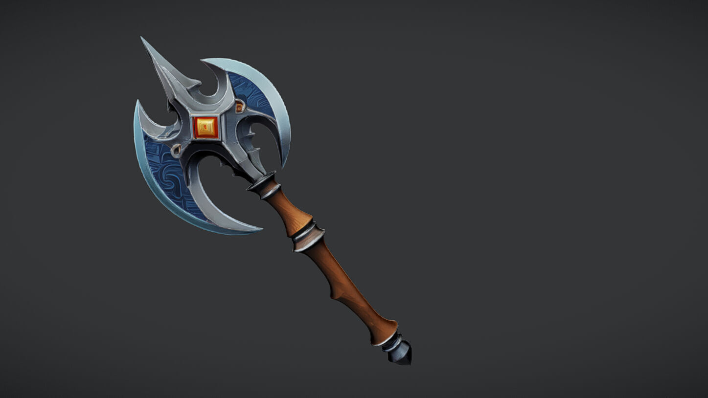 Ornate medieval battle axe 3D model_7