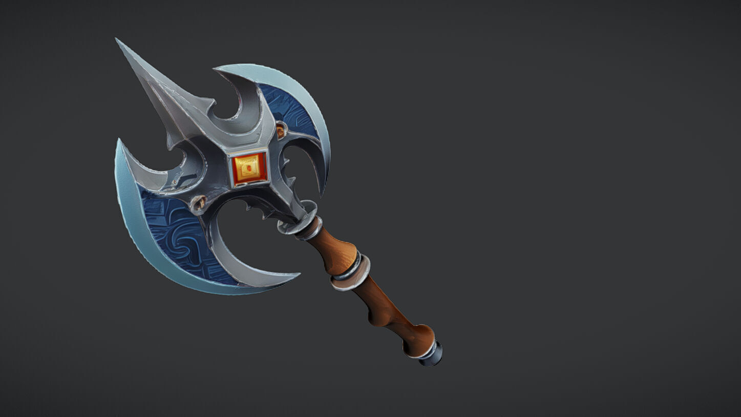 Ornate medieval battle axe 3D model_10