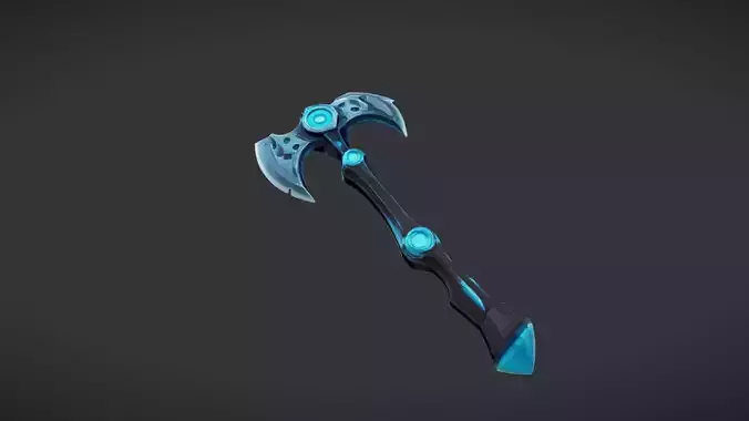 futuristic glowing battle axe