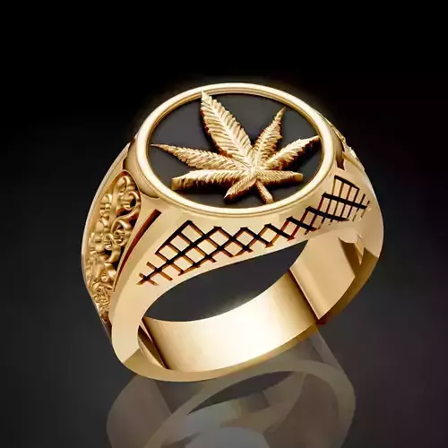 Marijuana ring silver gold jewelry printable 3D model