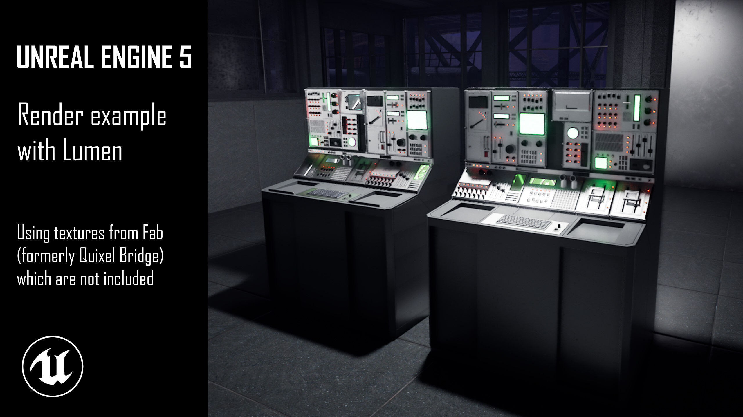 Modular Retro Sci-Fi Console Panel Computer Terminal Blender UE5 3D model_2