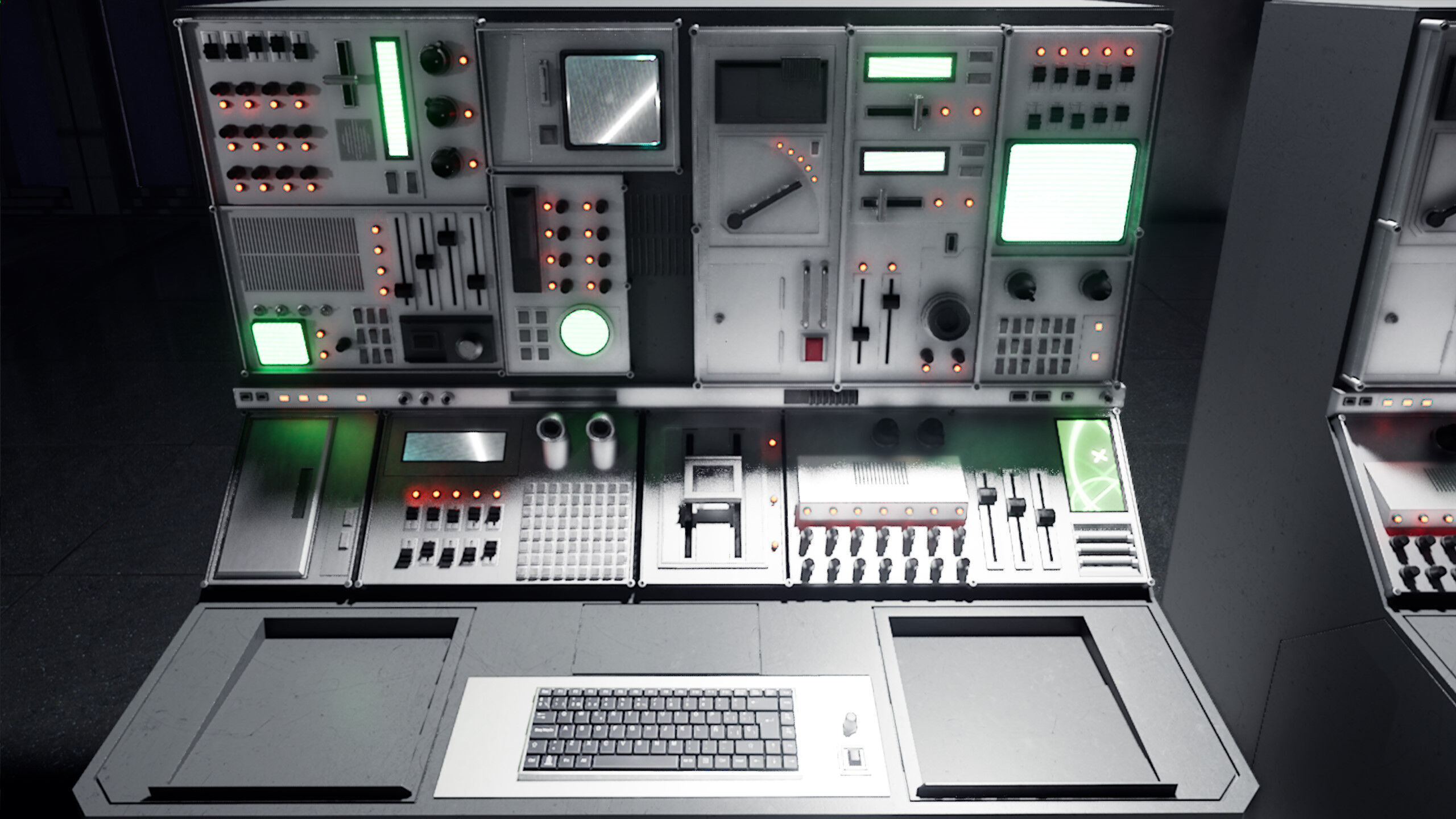 Modular Retro Sci-Fi Console Panel Computer Terminal Blender UE5 3D model_4