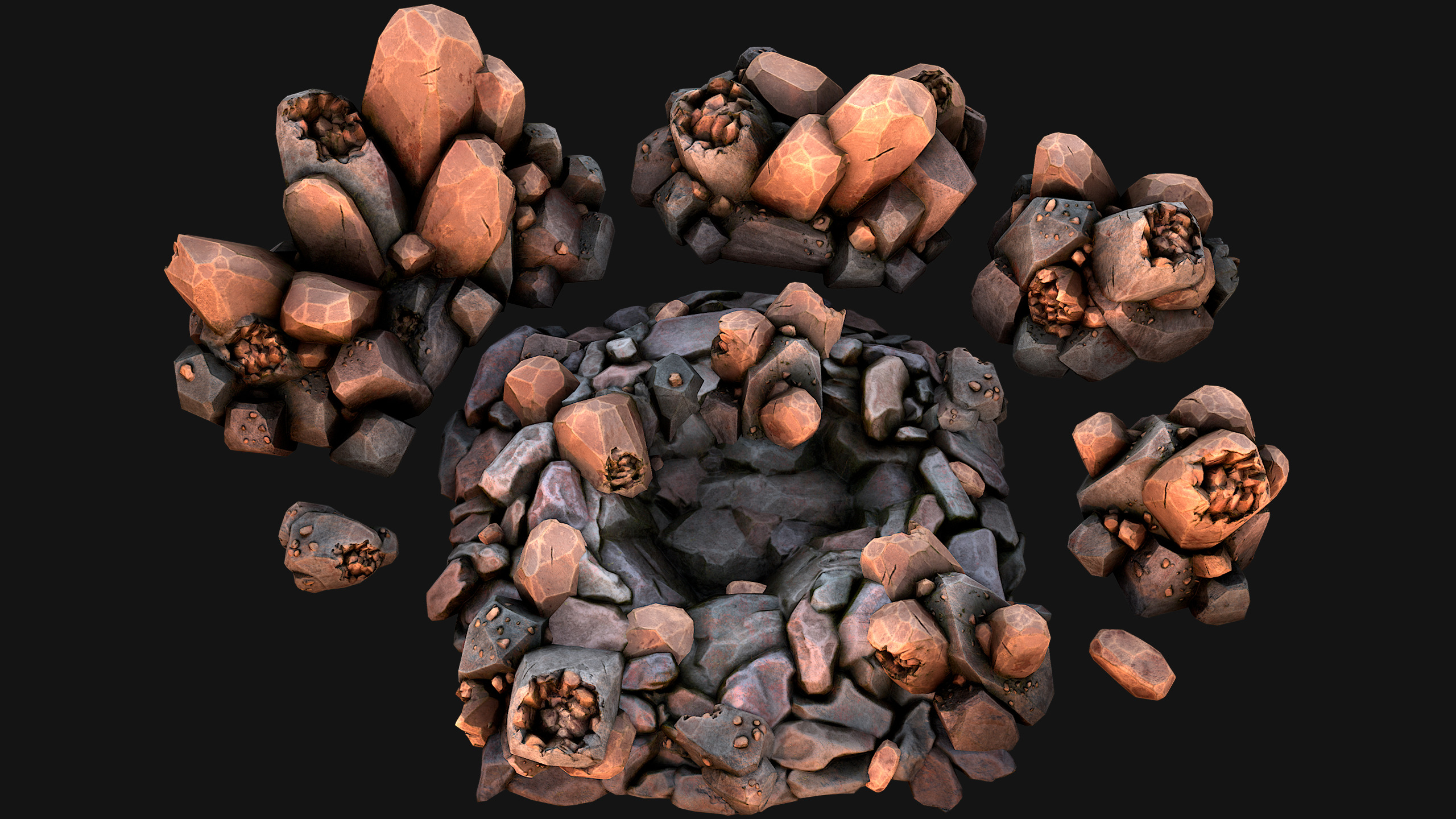 Medieval Mine Industrial Environment Pack Ore Crystals Metal Low-poly 3D model_21