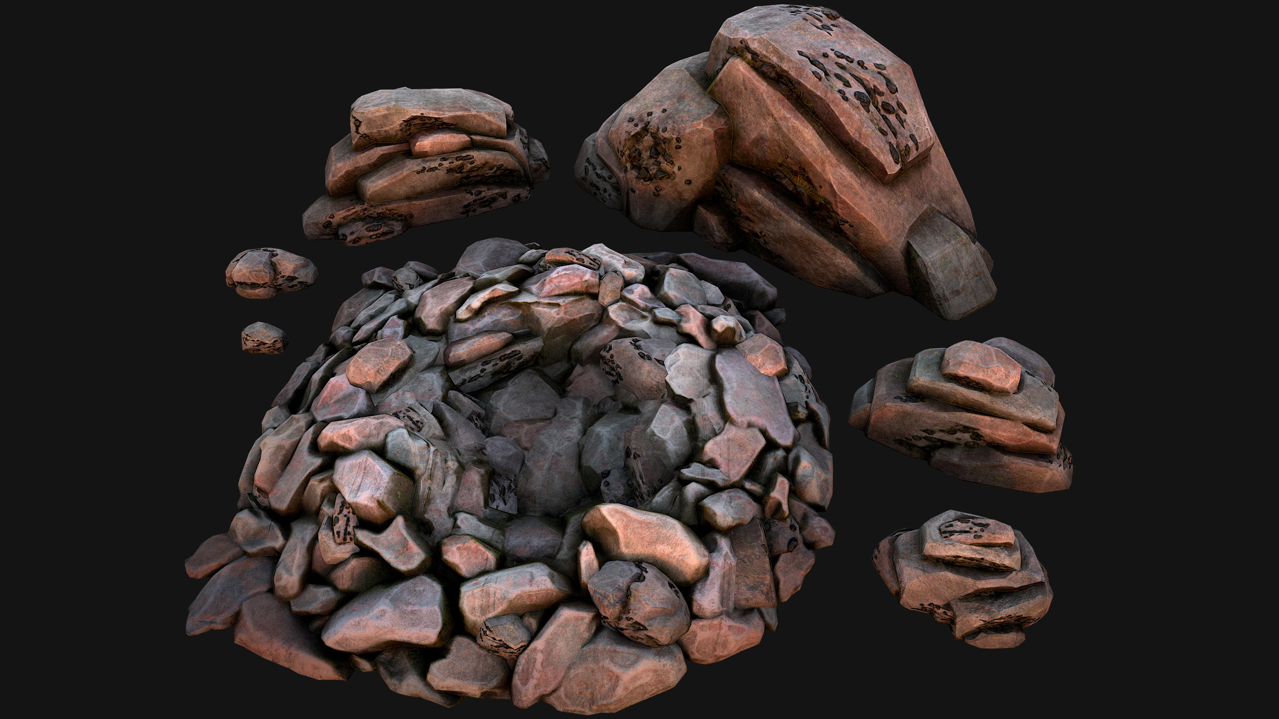 Medieval Mine Industrial Environment Pack Ore Crystals Metal Low-poly 3D model_33