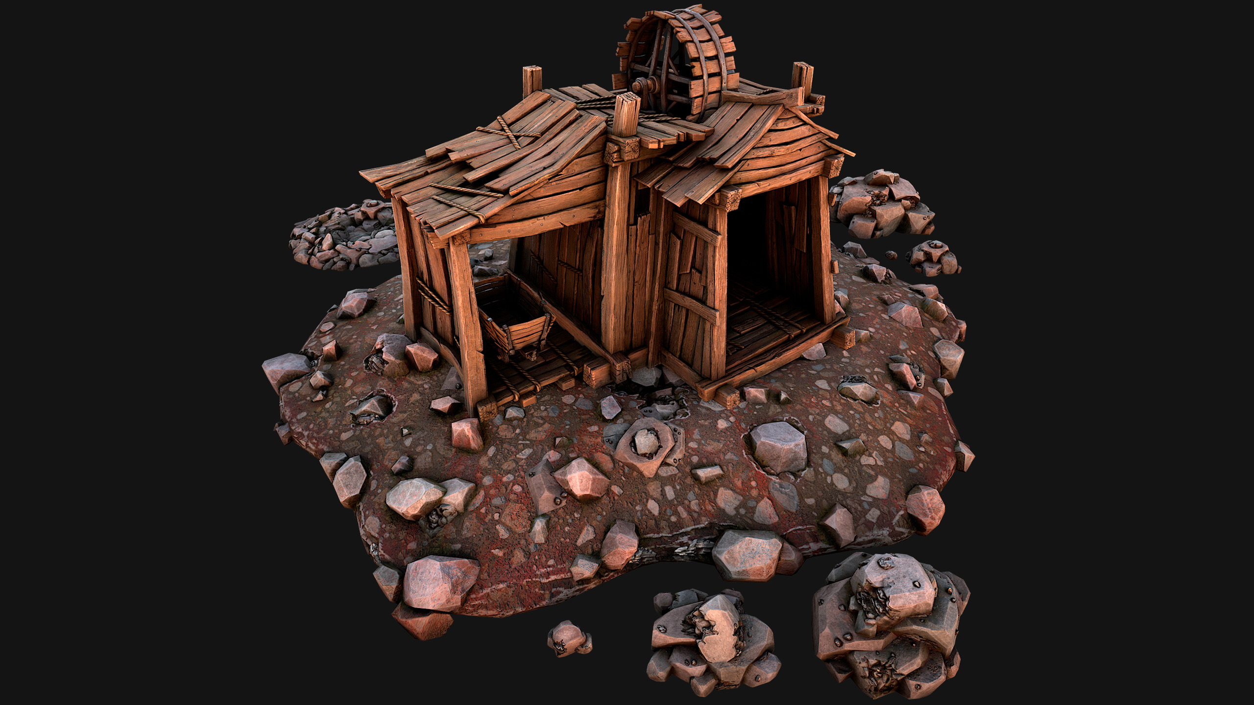 Medieval Mine Industrial Environment Pack Ore Crystals Metal Low-poly 3D model_59