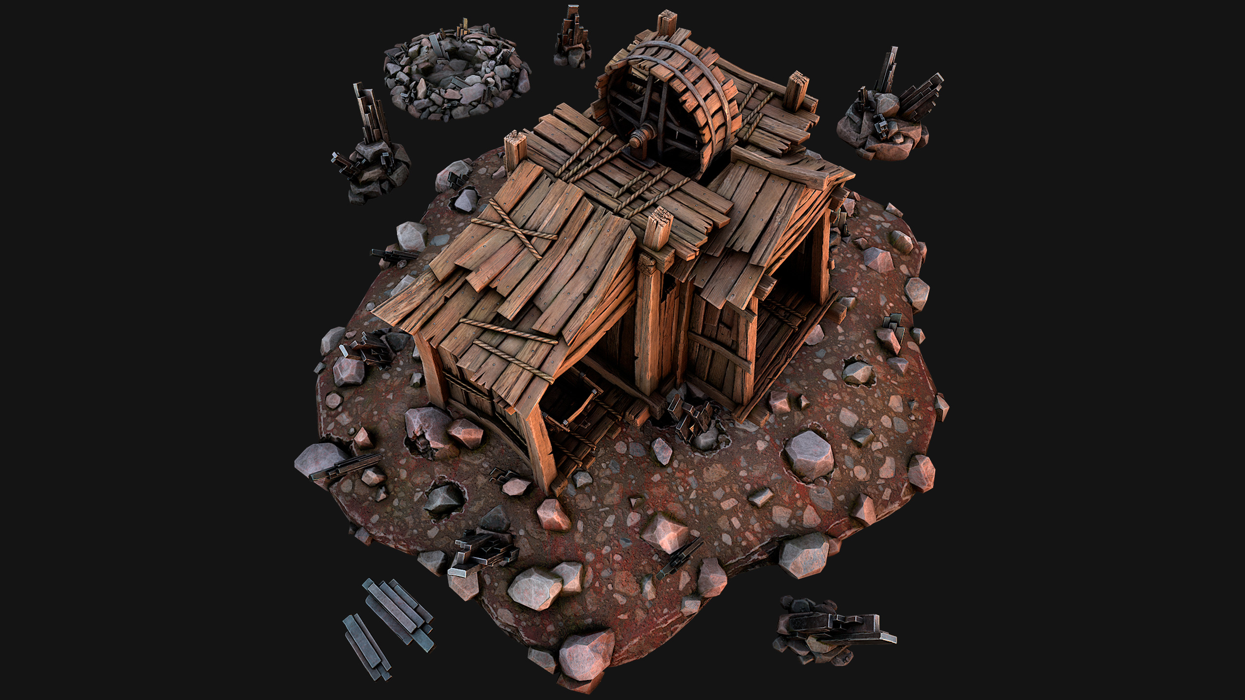 Medieval Mine Industrial Environment Pack Ore Crystals Metal Low-poly 3D model_56