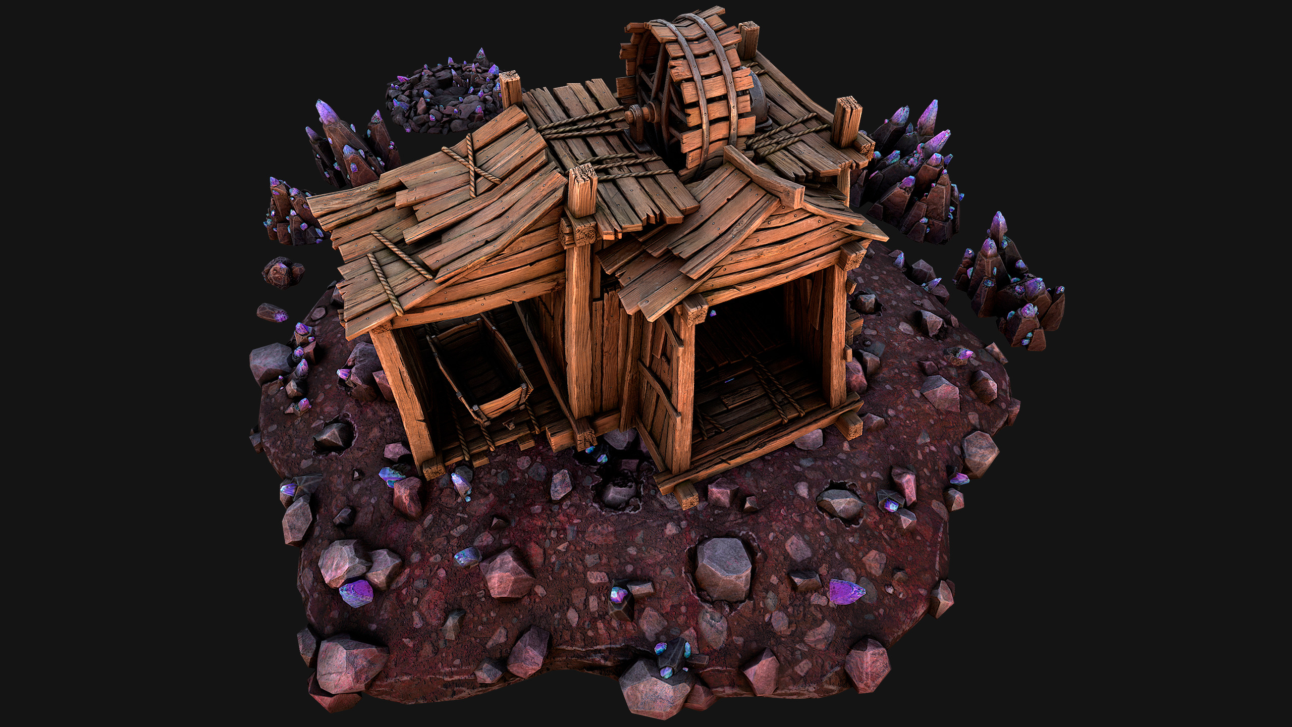 Medieval Mine Industrial Environment Pack Ore Crystals Metal Low-poly 3D model_44