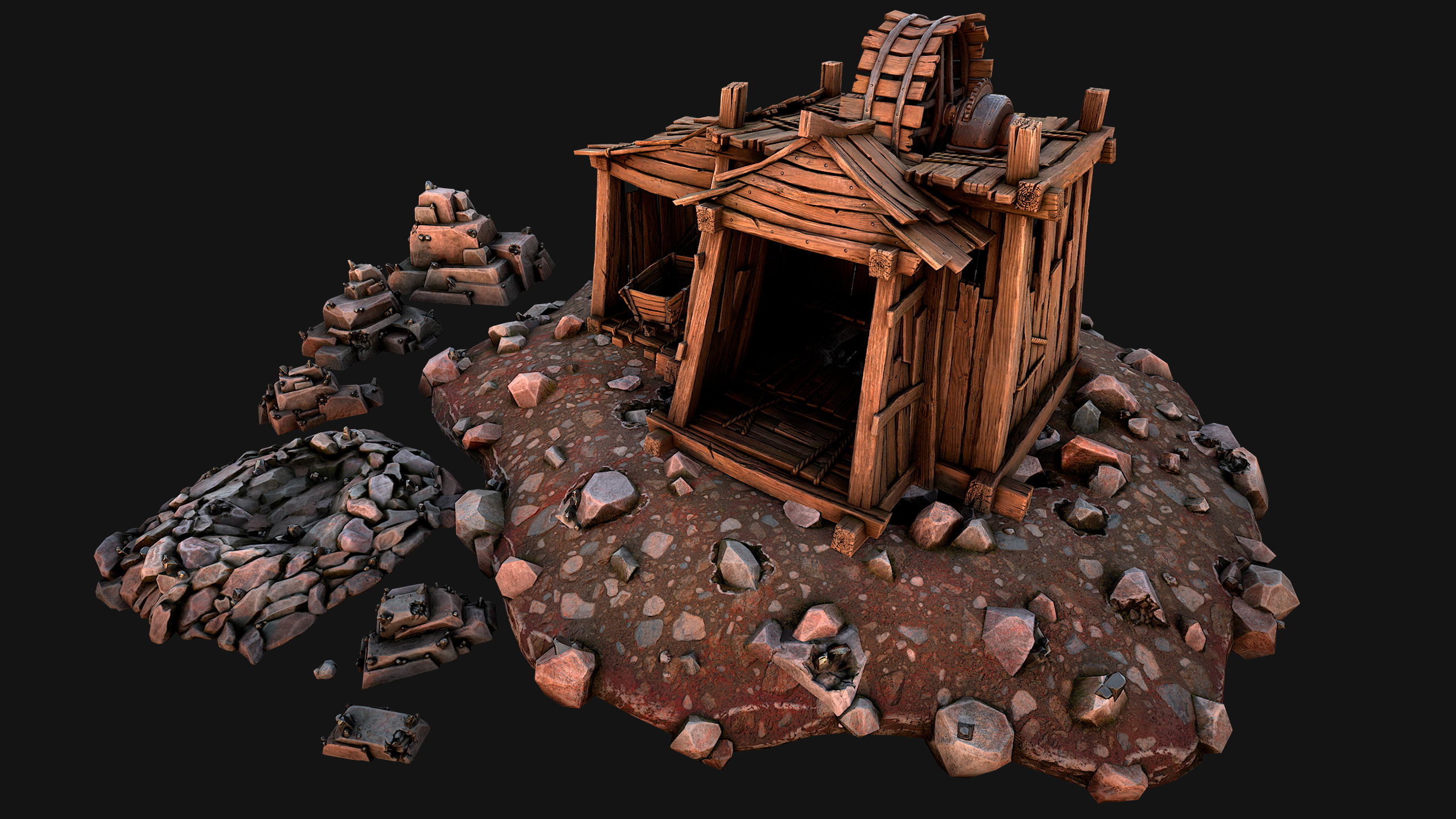 Medieval Mine Industrial Environment Pack Ore Crystals Metal Low-poly 3D model_65