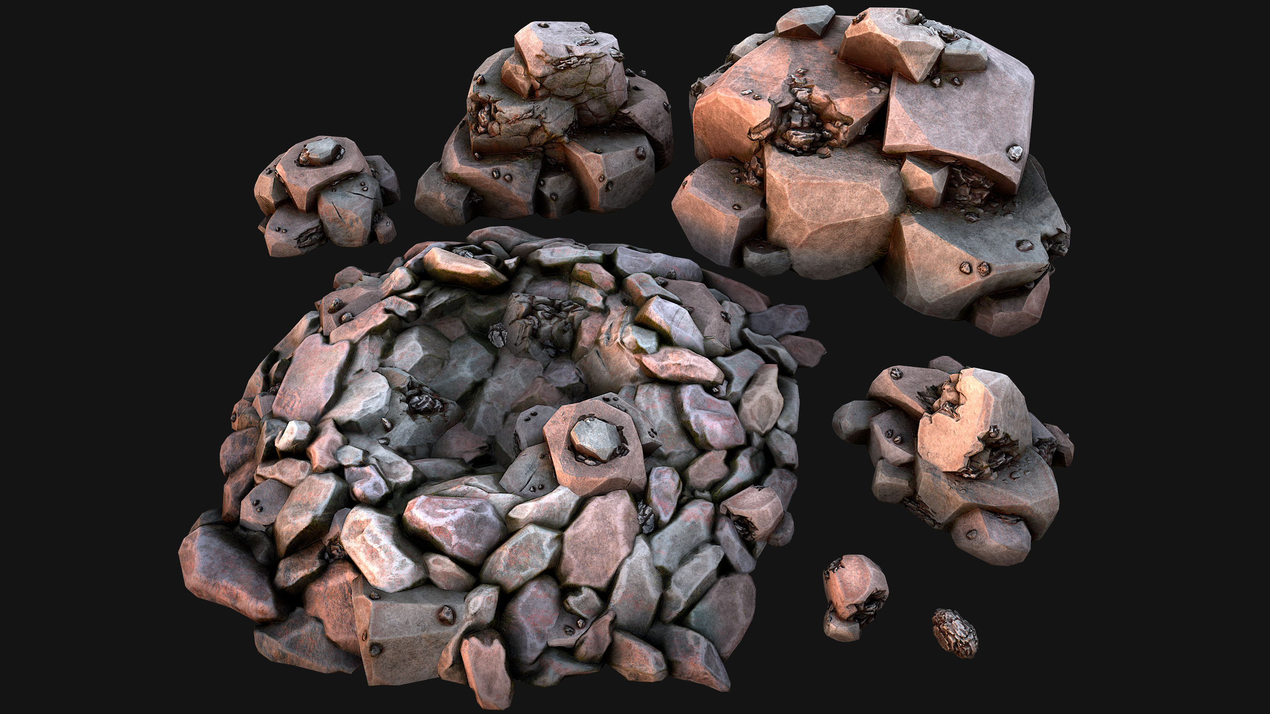 Medieval Mine Industrial Environment Pack Ore Crystals Metal Low-poly 3D model_37