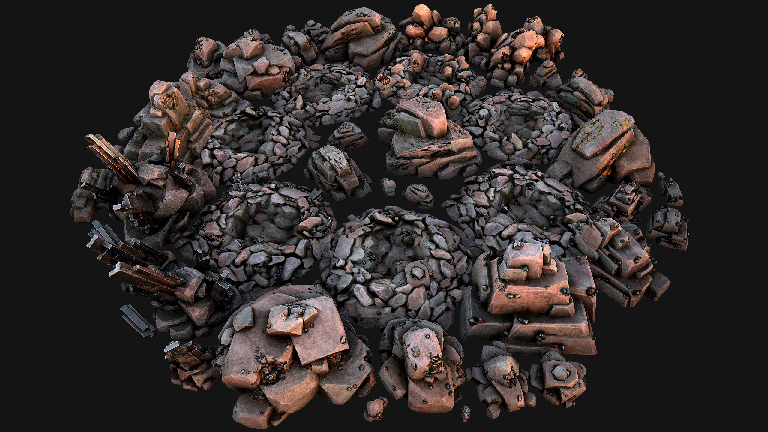 Medieval Mine Industrial Environment Pack Ore Crystals Metal Low-poly 3D model_20