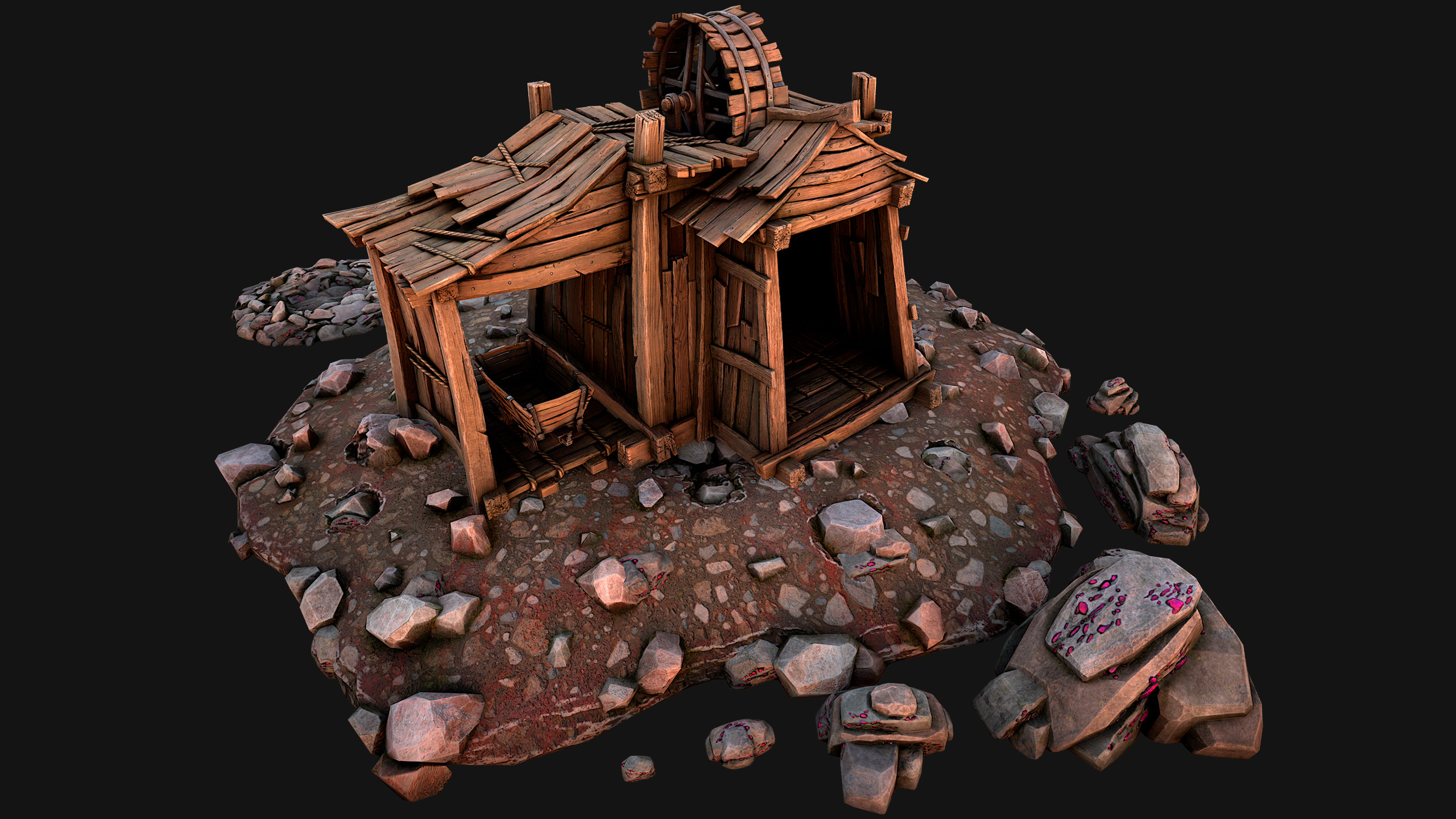 Medieval Mine Industrial Environment Pack Ore Crystals Metal Low-poly 3D model_47