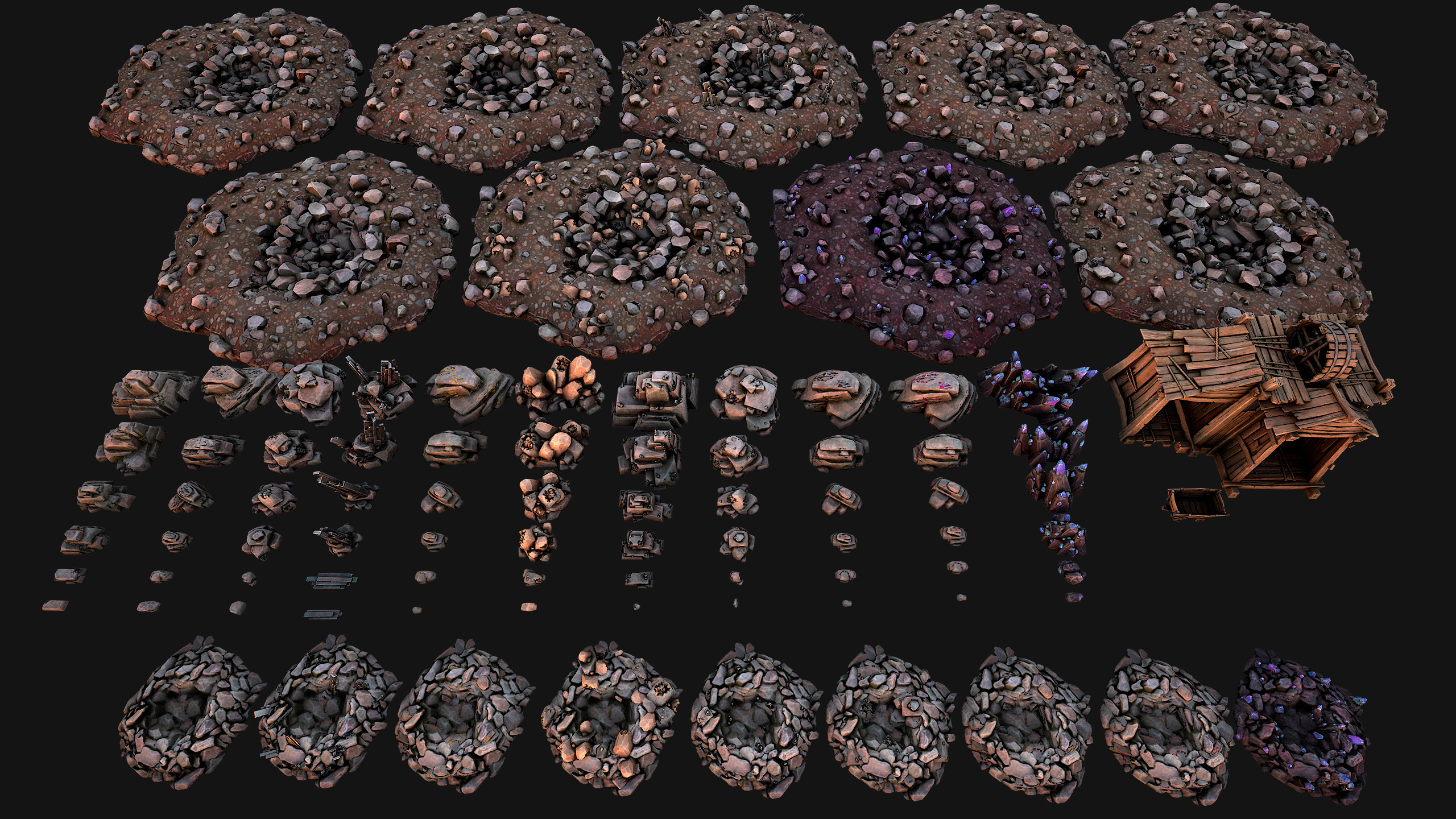 Medieval Mine Industrial Environment Pack Ore Crystals Metal Low-poly 3D model_4