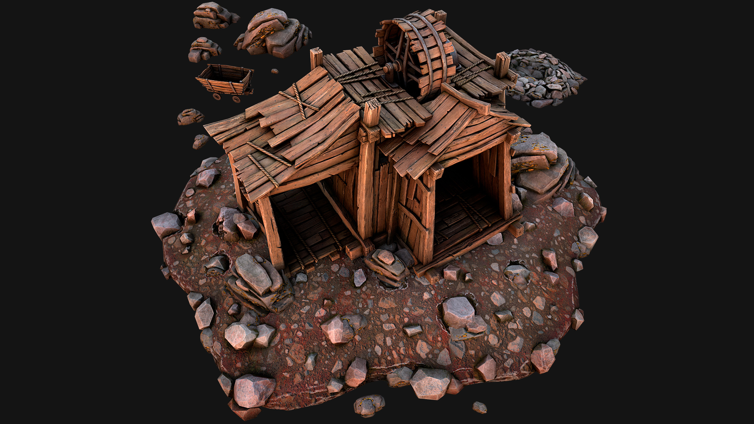 Medieval Mine Industrial Environment Pack Ore Crystals Metal Low-poly 3D model_62