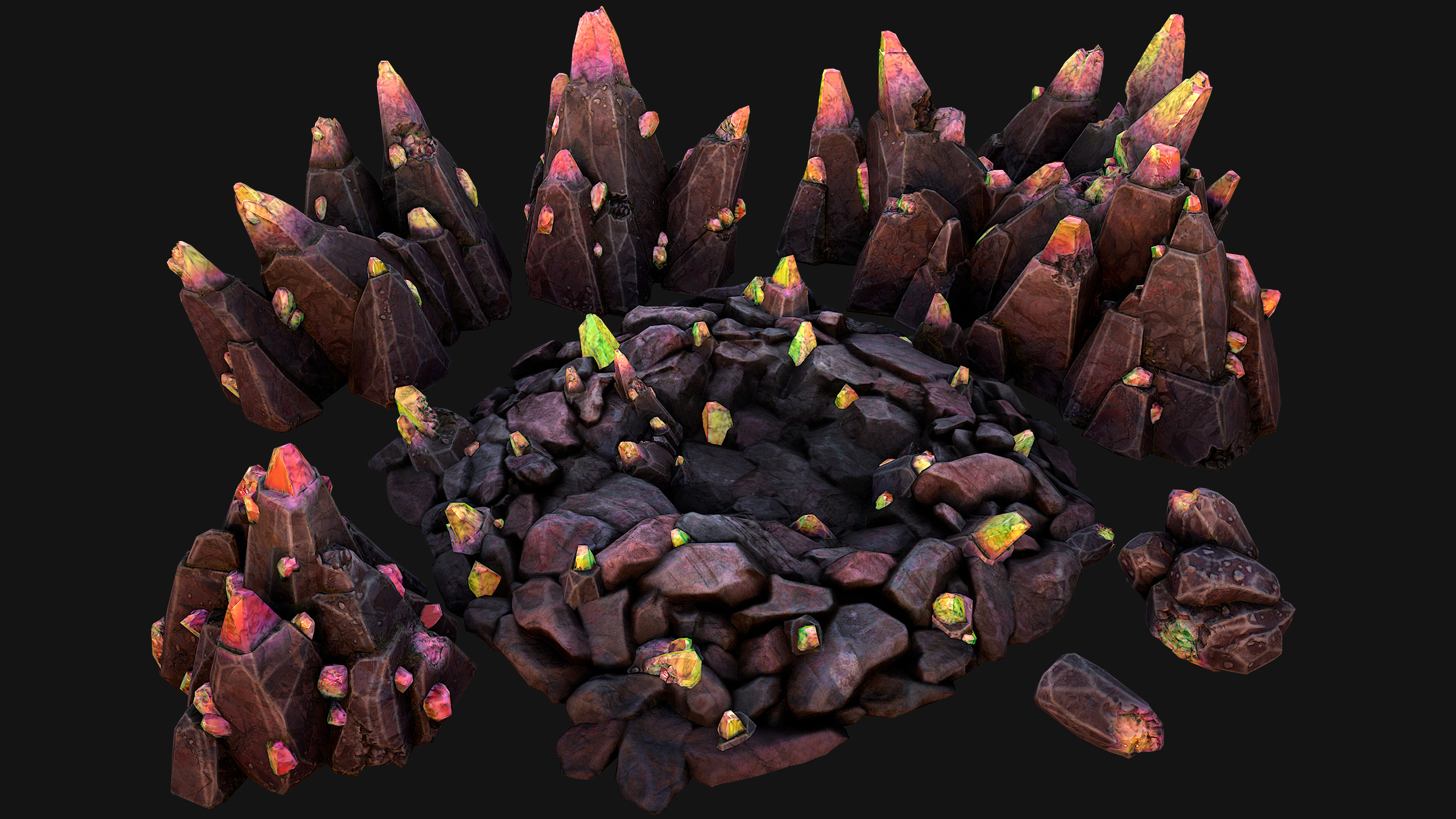 Medieval Mine Industrial Environment Pack Ore Crystals Metal Low-poly 3D model_18