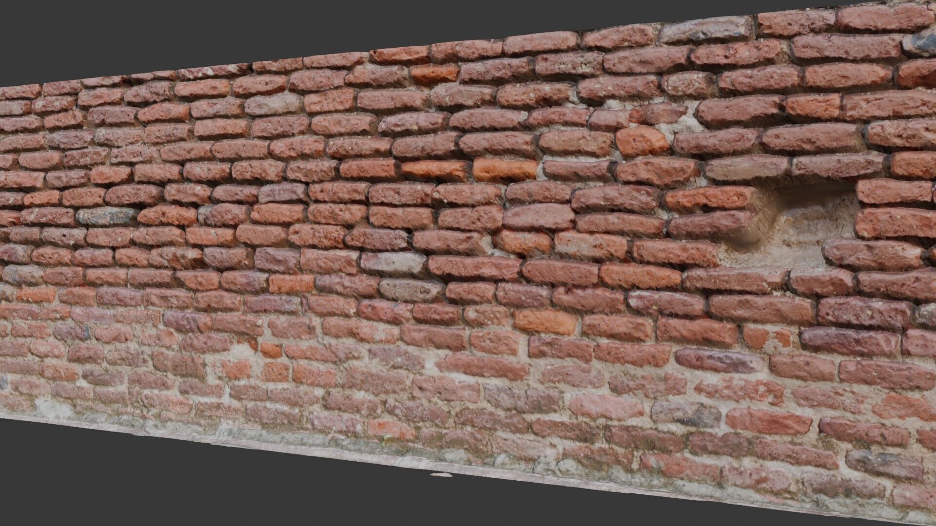Old Brick Wall Scanned Model Low-poly 3D model_2