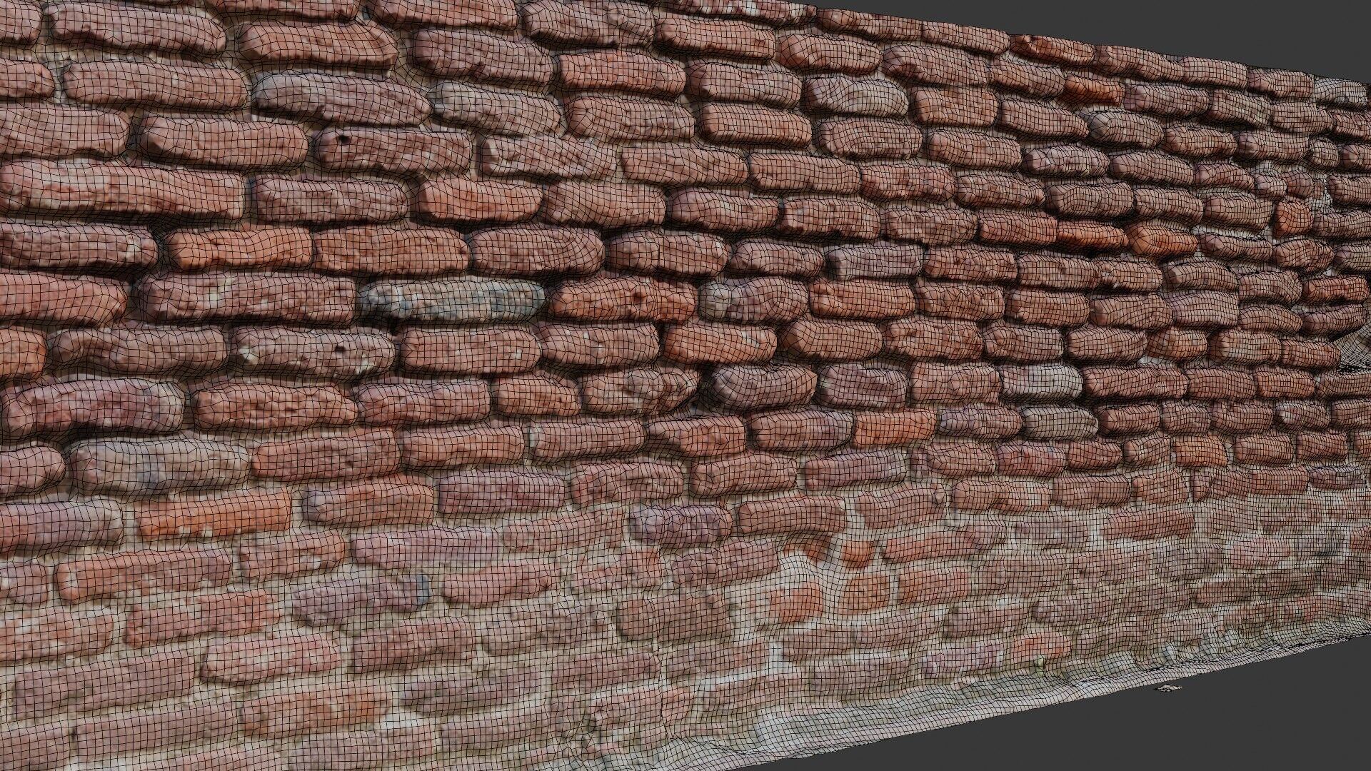 Old Brick Wall Scanned Model Low-poly 3D model_4