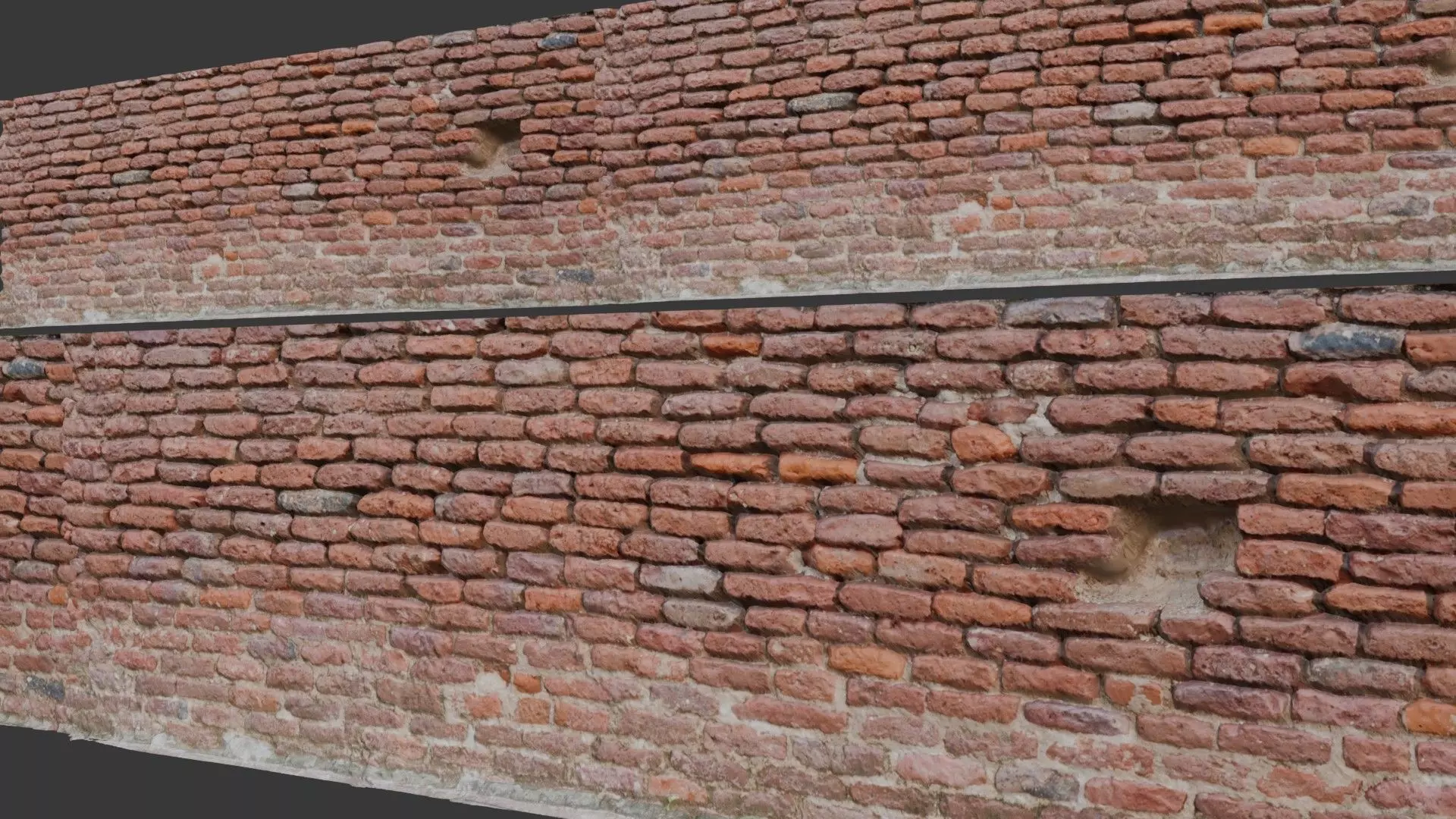 Old Brick Wall Scanned Model Low-poly 3D model_0