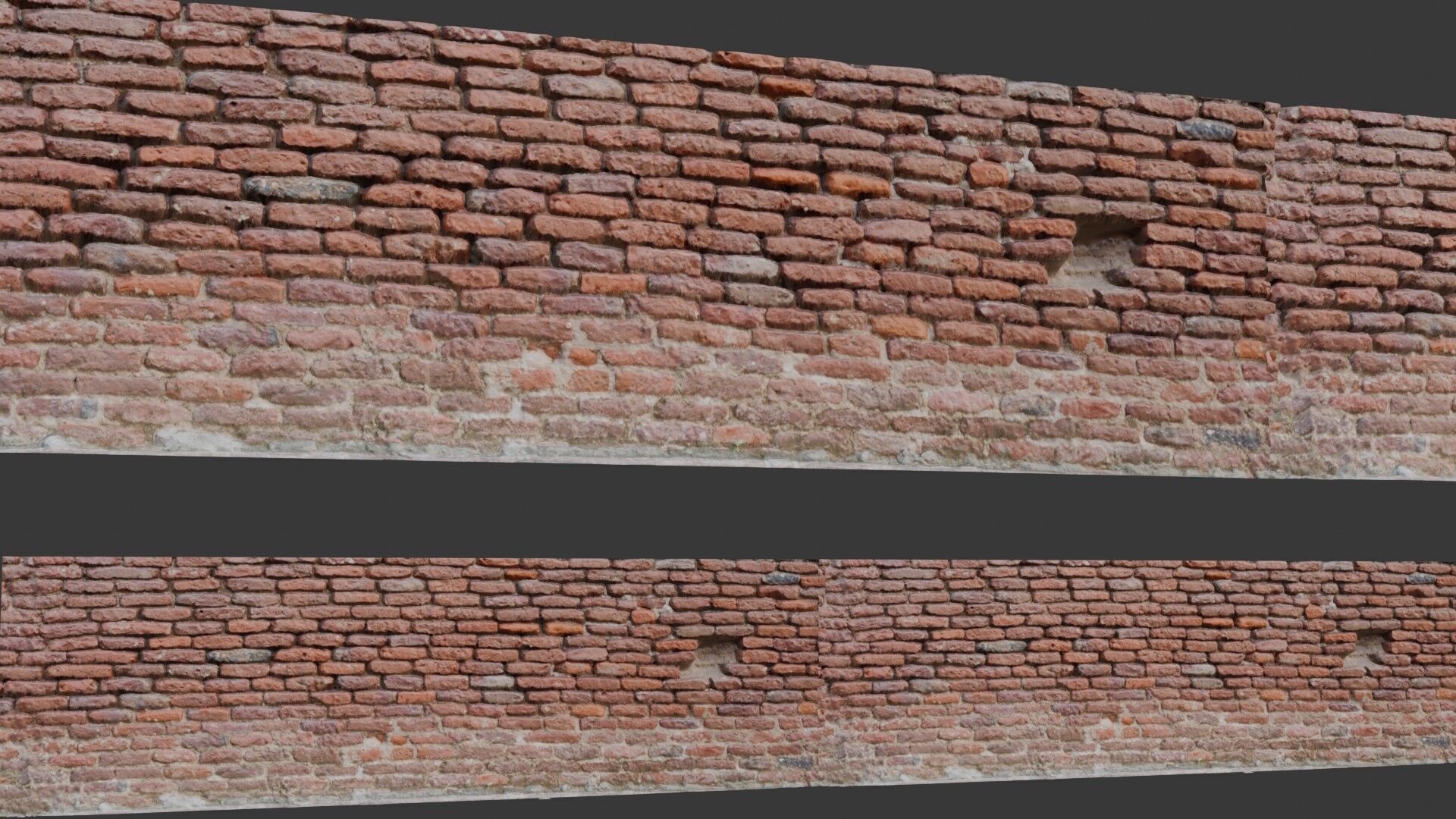 Old Brick Wall Scanned Model Low-poly 3D model_6