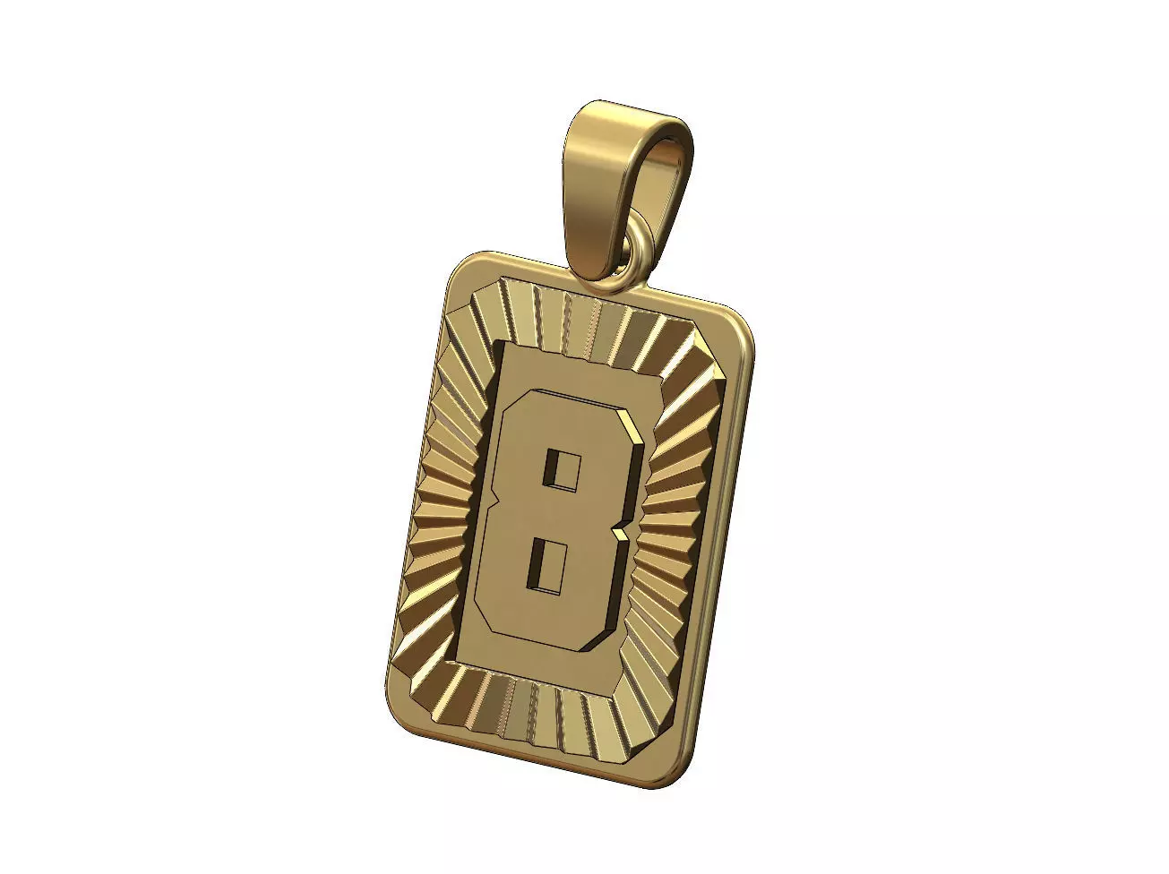 Eight 8 number NBA font faceted sunrays pendant charm 3D print model