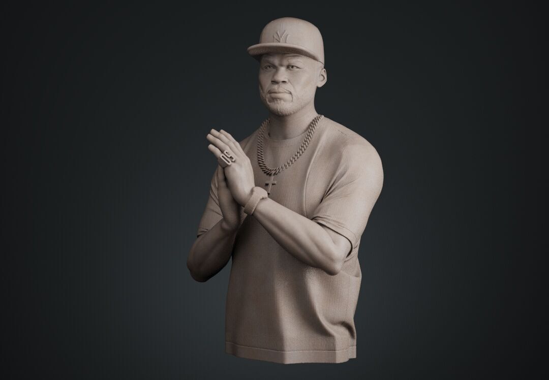 50 Cent Bust sculpture 3D print model_12