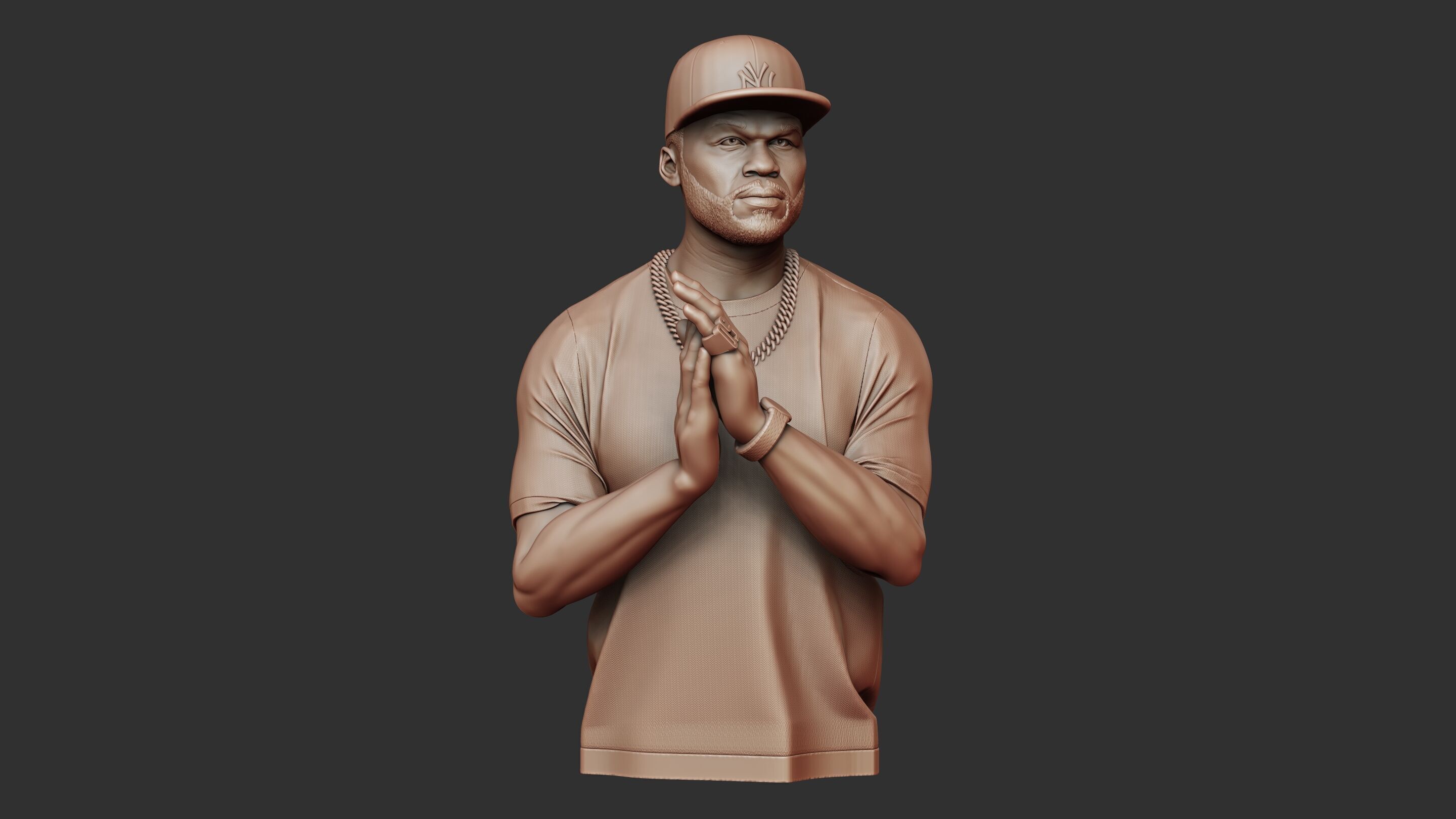 50 Cent Bust sculpture 3D print model_18