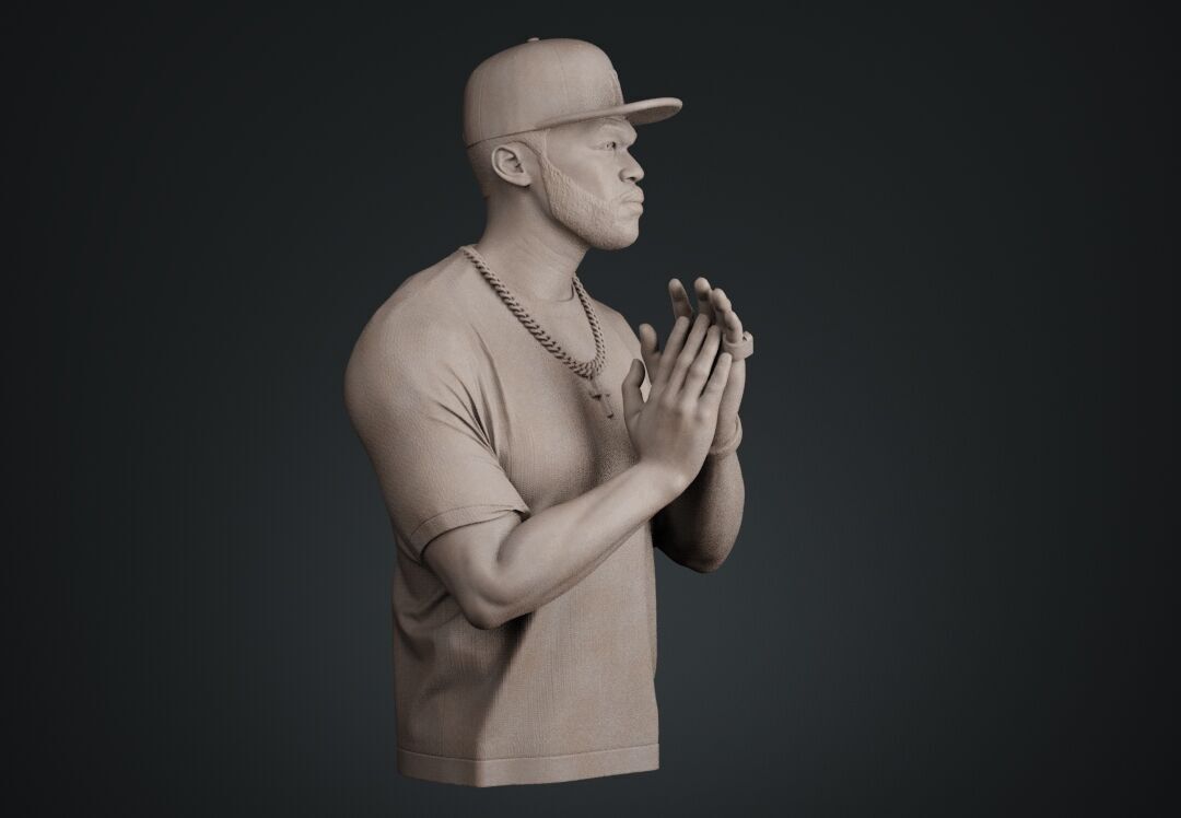 50 Cent Bust sculpture 3D print model_3