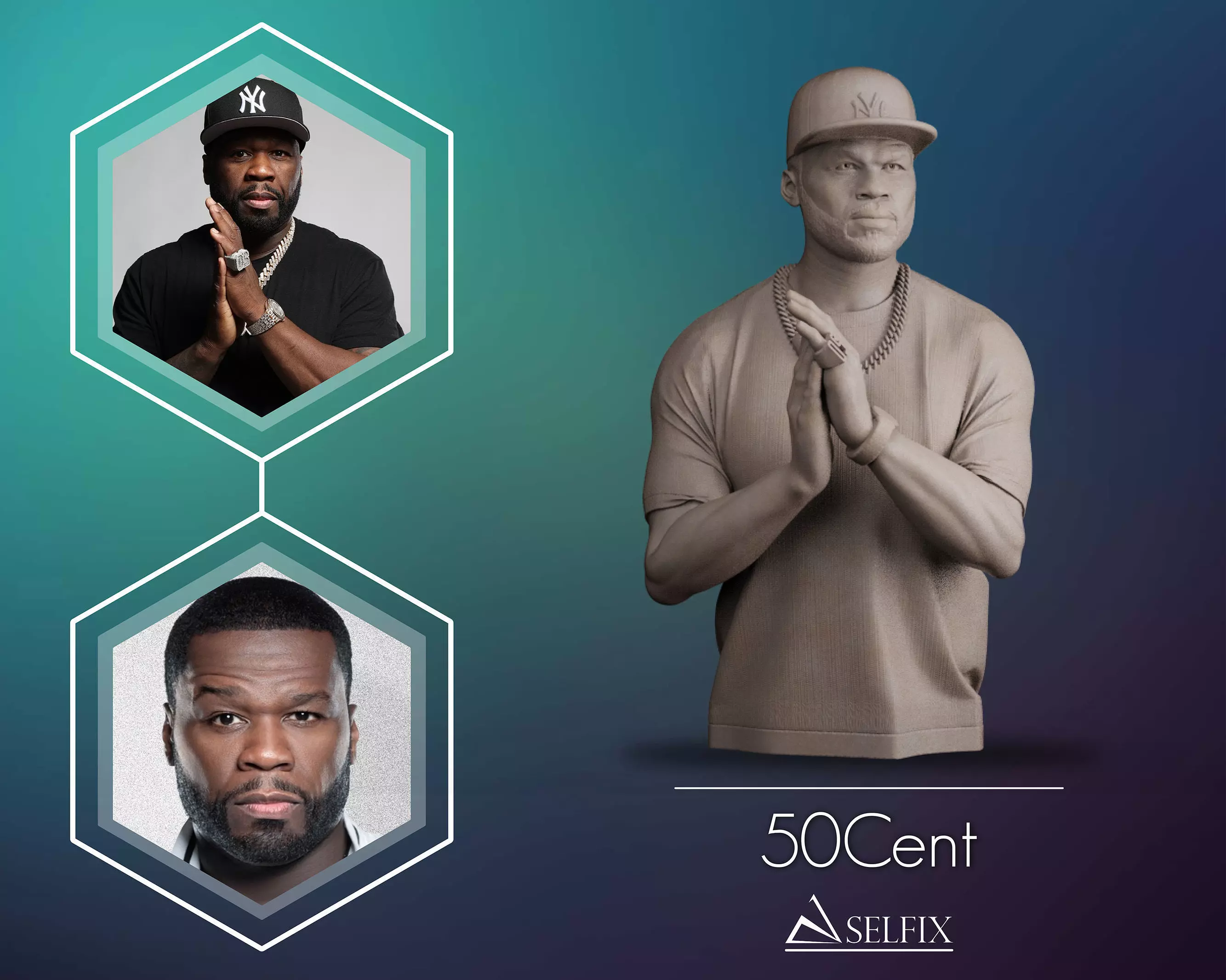 50 Cent Bust sculpture 3D print model_0