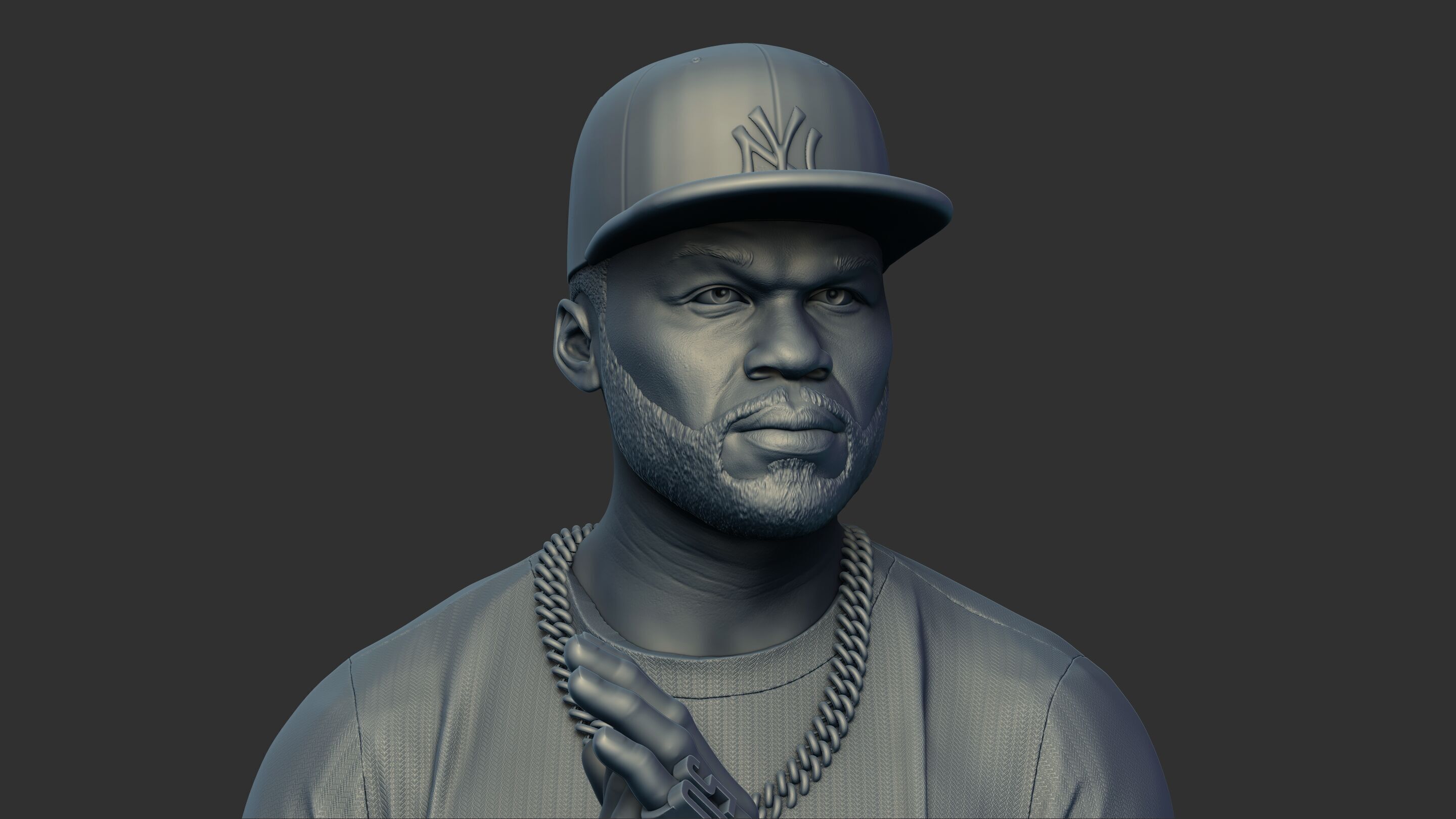 50 Cent Bust sculpture 3D print model_14