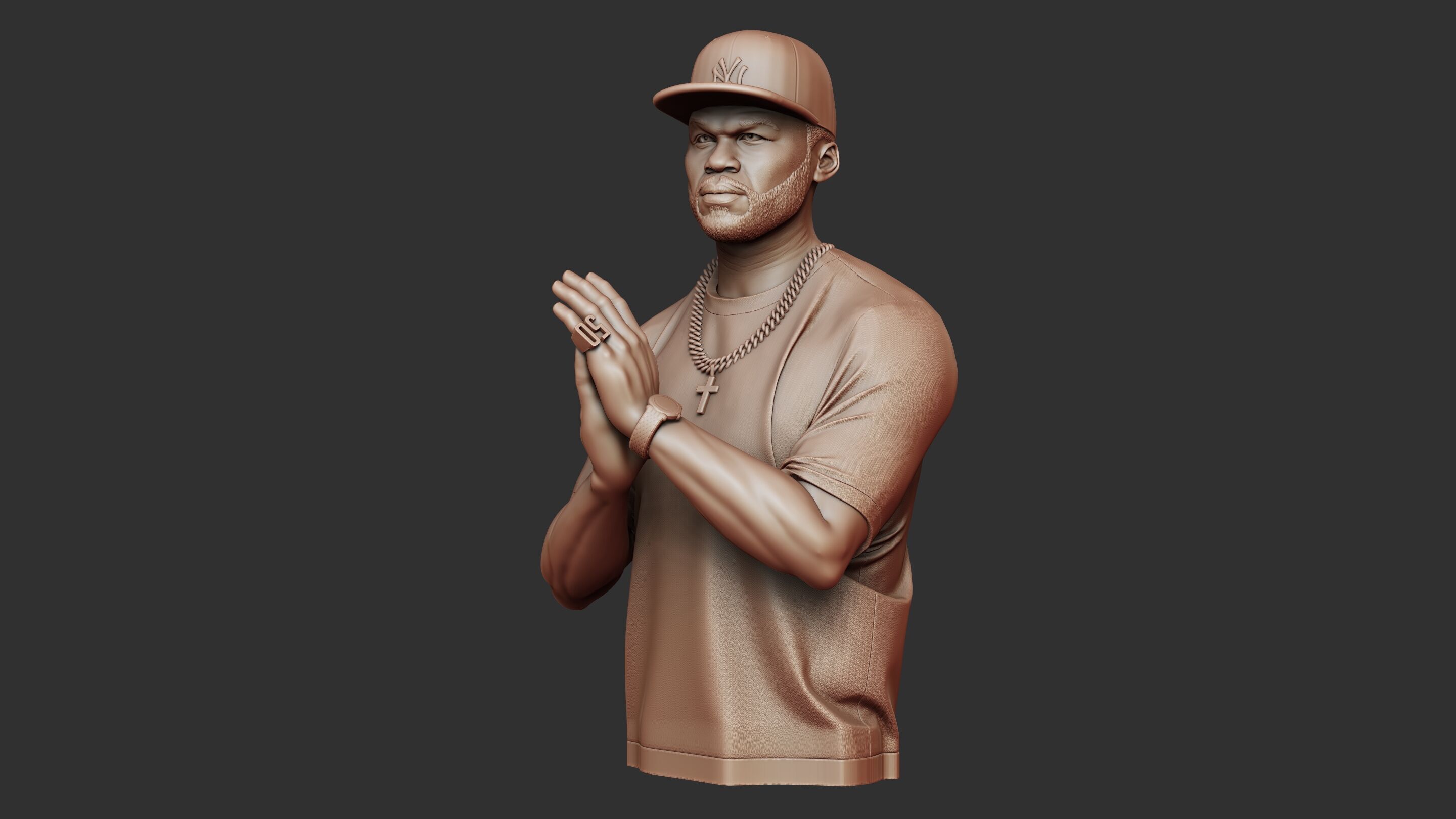 50 Cent Bust sculpture 3D print model_17