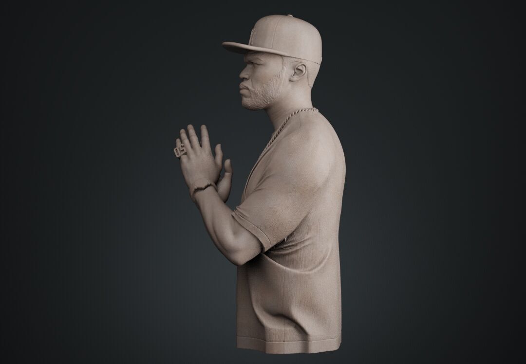 50 Cent Bust sculpture 3D print model_10