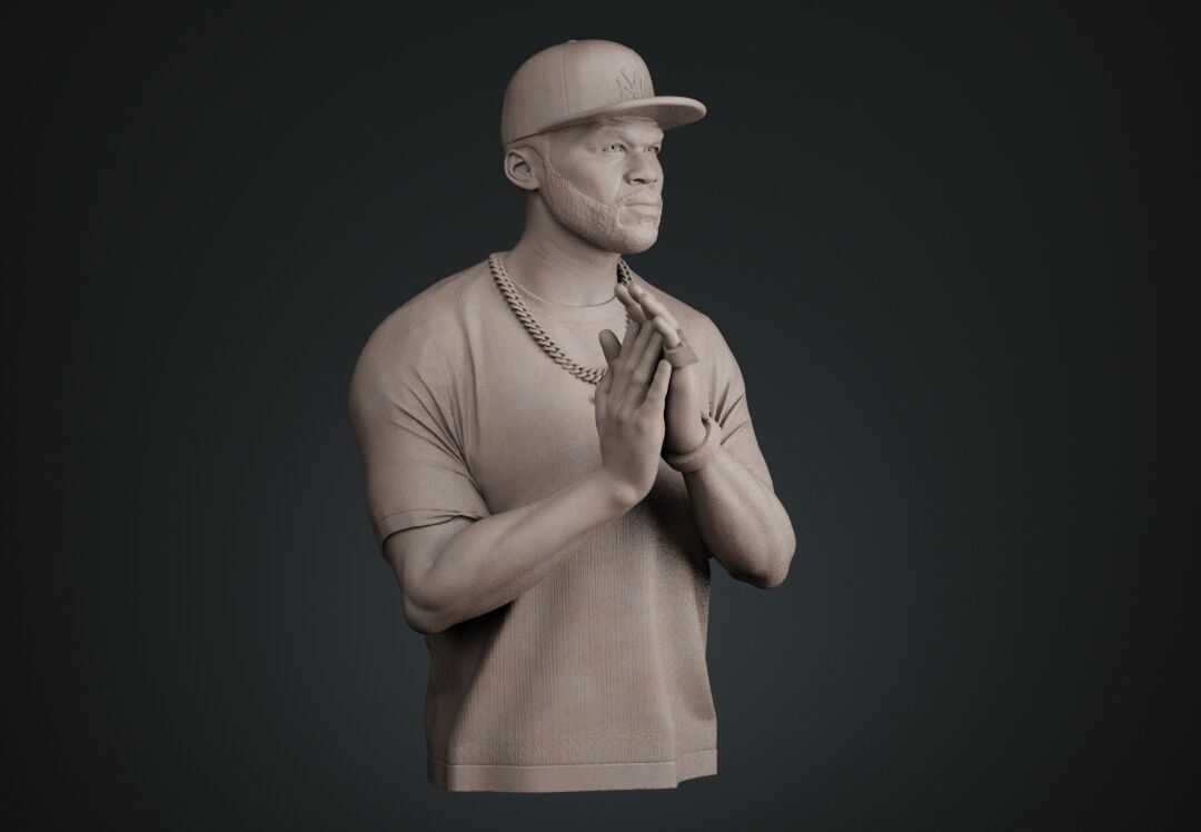 50 Cent Bust sculpture 3D print model_2